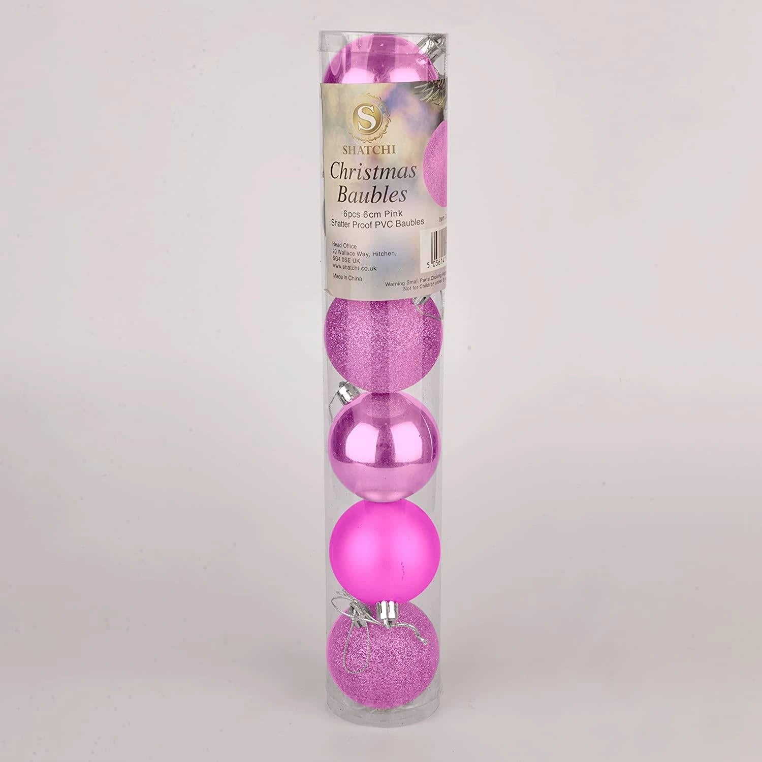 6X Christmas Baubles Tree Ornaments Pink Balls Xmas Hanging Decorations 60mm