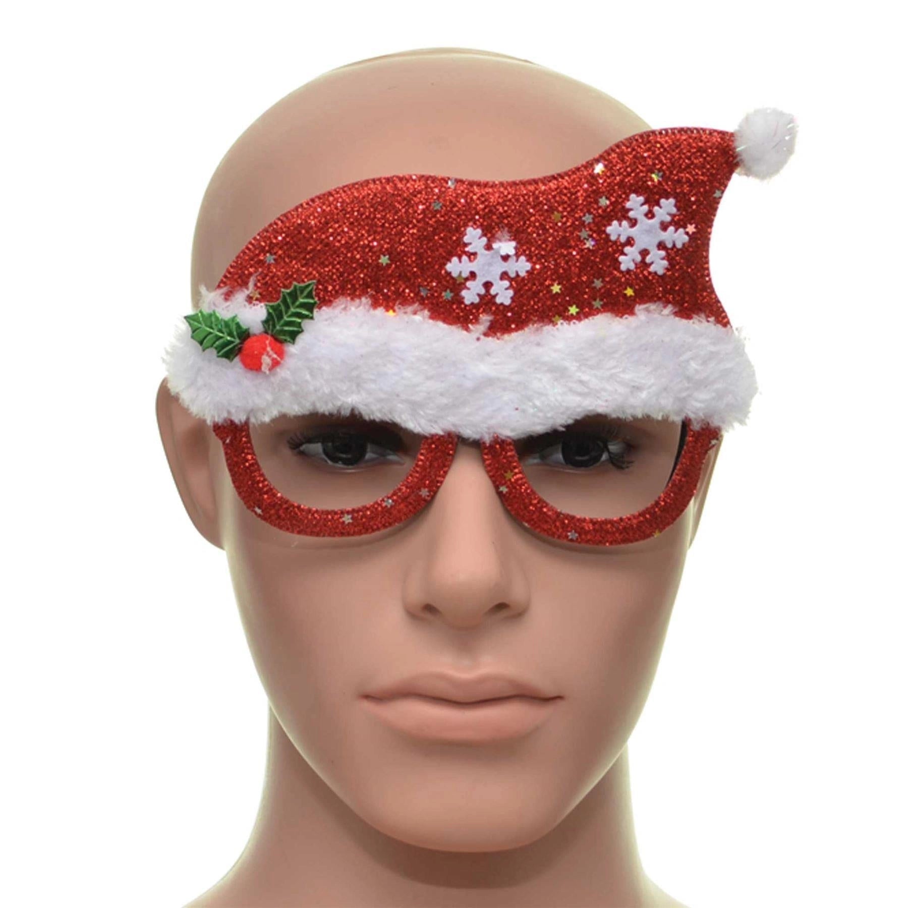 Santa Hat Christmas Sunglass Photo Prop Fancy Dress Xmas Novelty Party Accessory