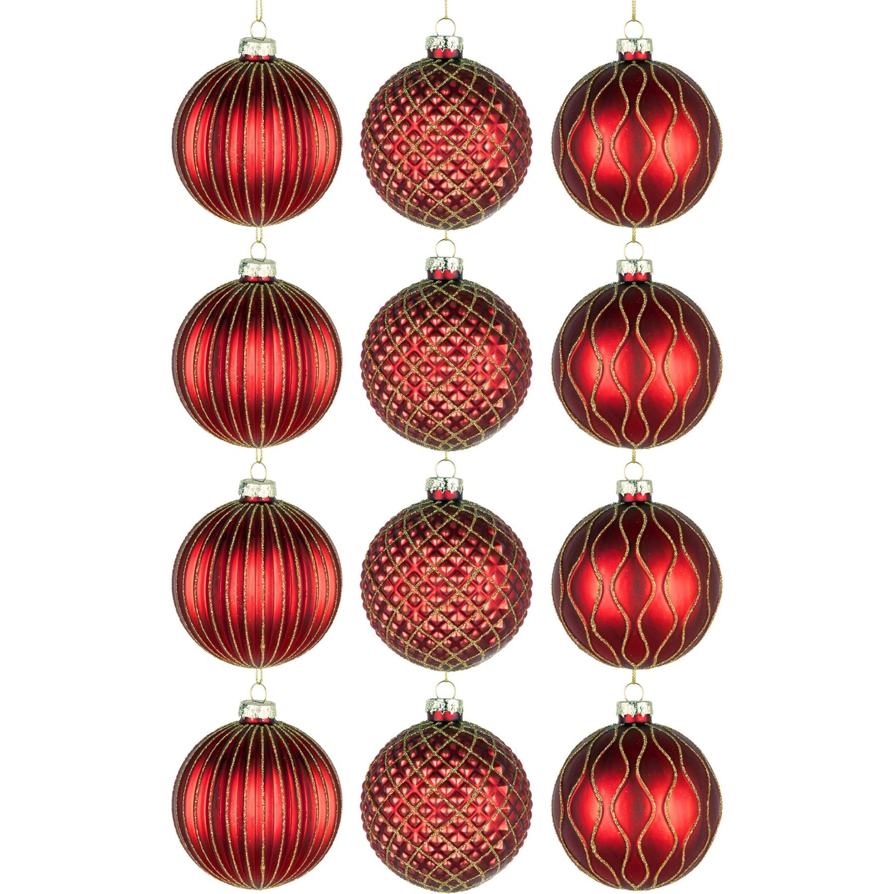 8cm Glass Baubles Christmas Tree Ornament Balls Xmas Hanging Festive Decor 12PCS