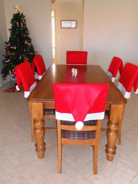 1 X Christmas Santa Hat Chair Cover Dinner Table Decoration Xmas Party
