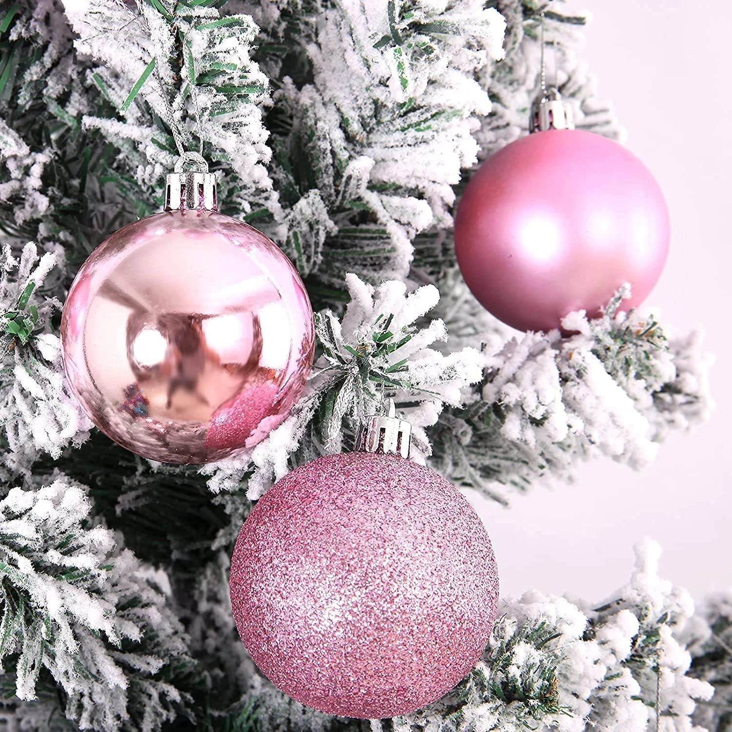 12X Christmas Baubles Tree Ornament Pale Pink Ball Xmas Hanging Decorations 50mm