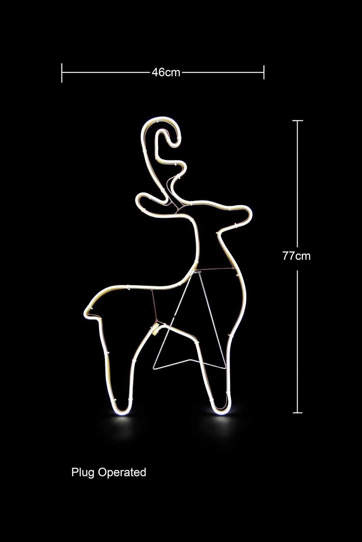 Neon Rope Light Silhouette Christmas Reindeer Calf Outdoor Wall Garden Decor UK