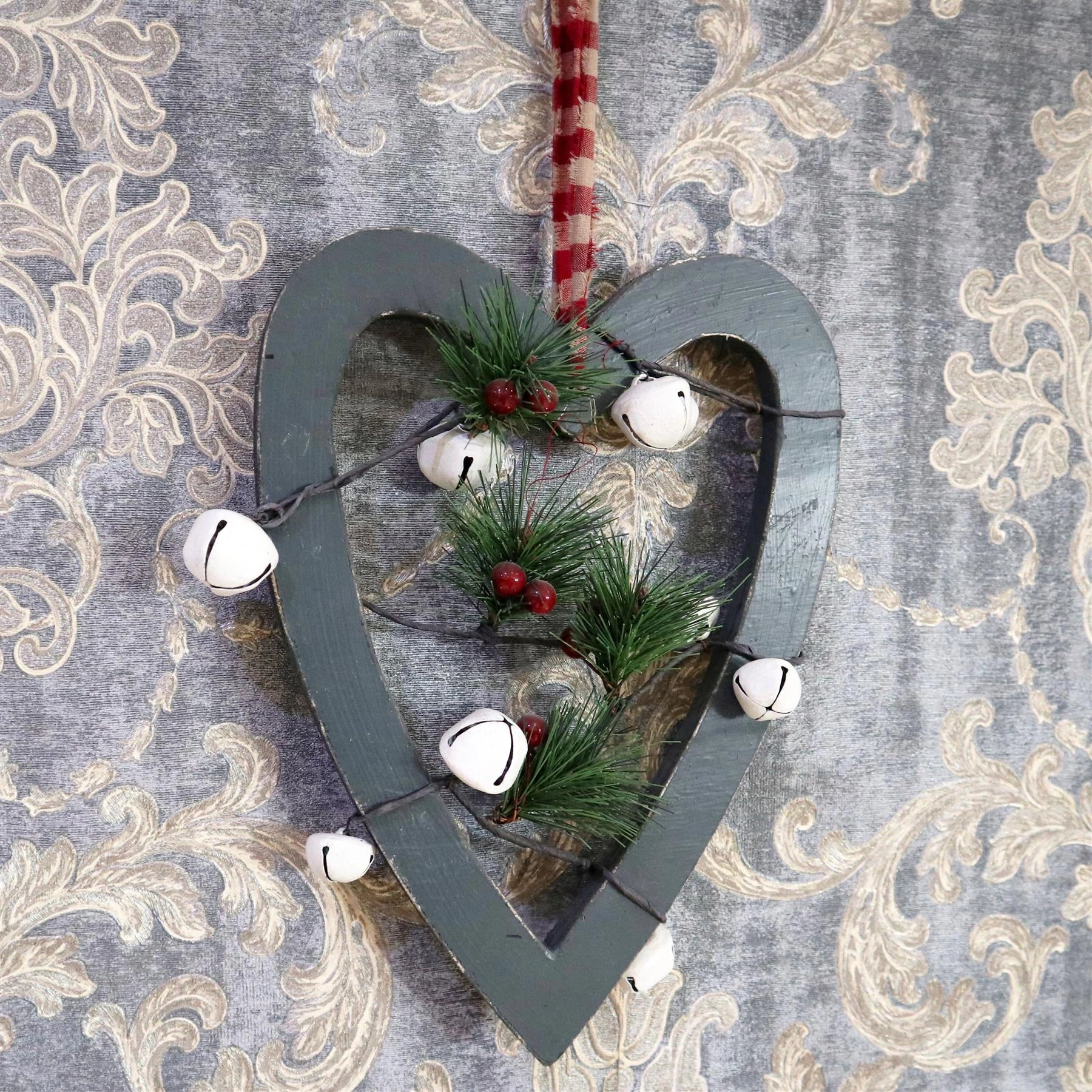 Wooden Green Heart Unique Design Christmas Wall Decorations Home Xmas Showpieces