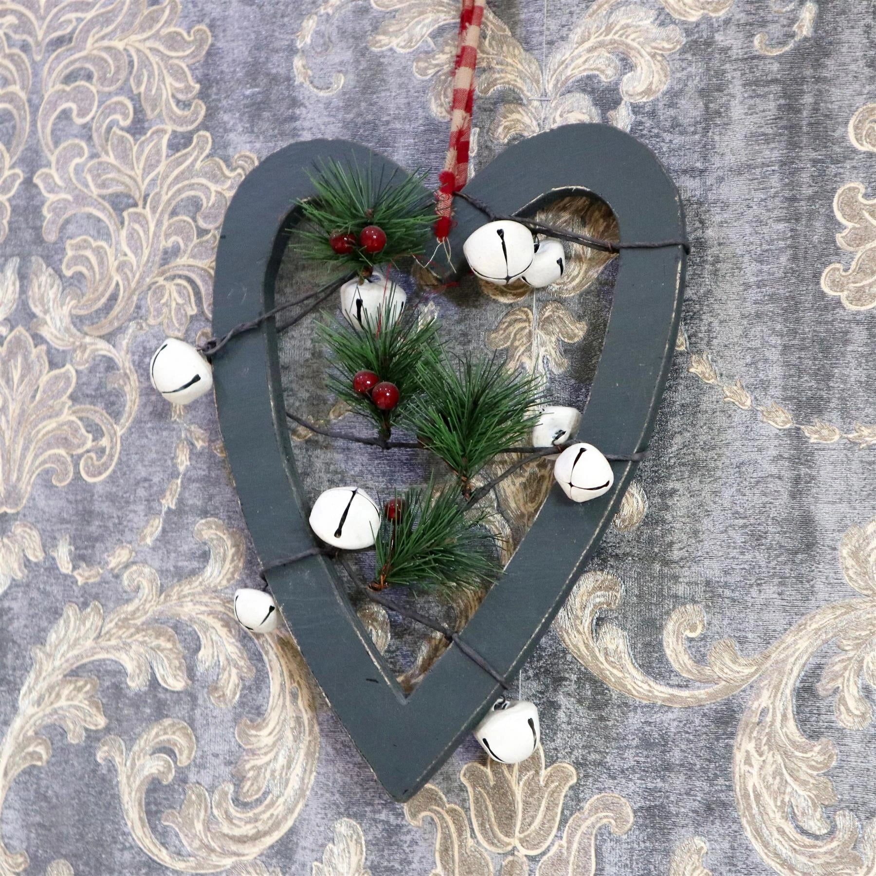 Wooden Green Heart Unique Design Christmas Wall Decorations Home Xmas Showpieces