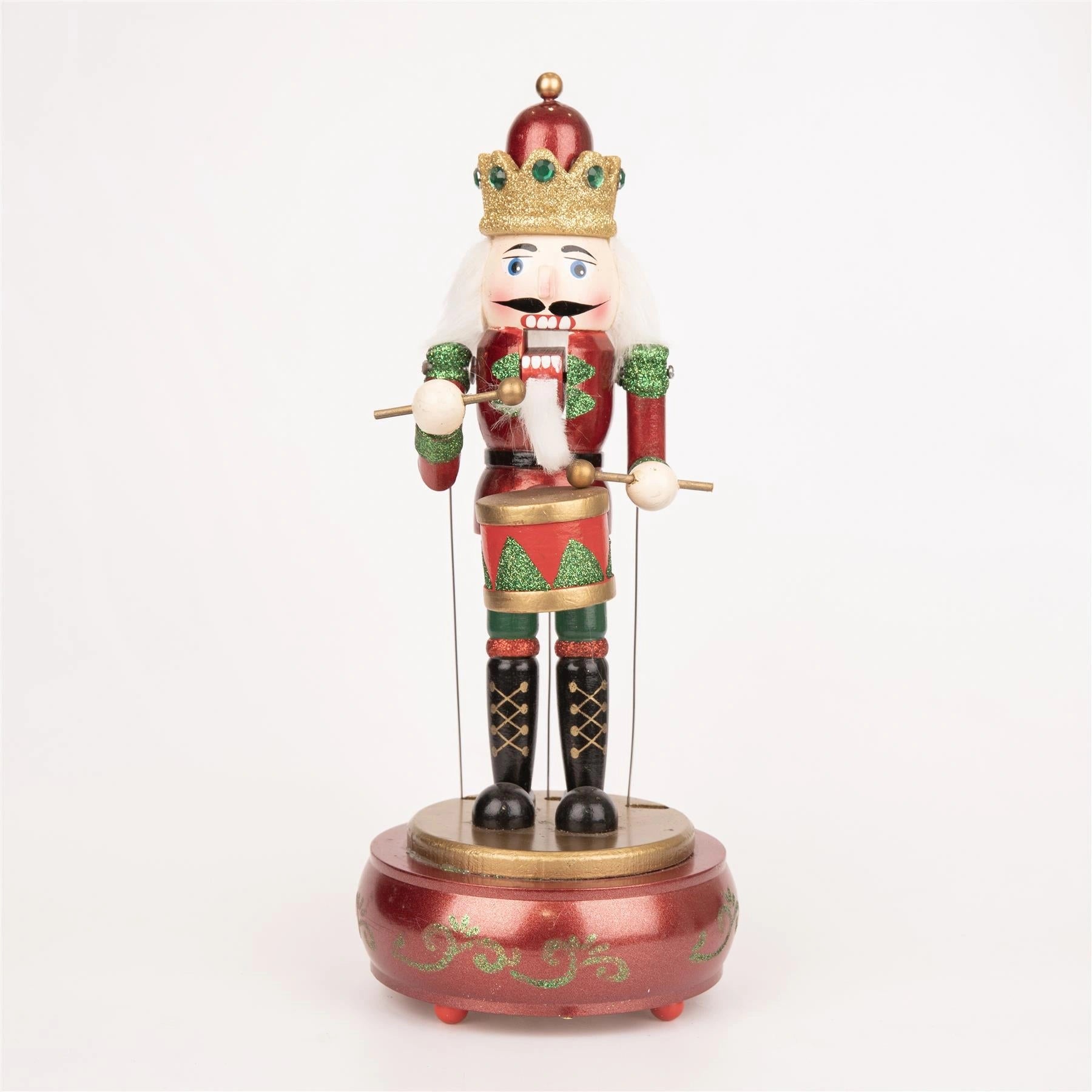 1 Wooden Nutcracker Music Box 30cm Clockwork Christmas Figurines Xmas Home Decor