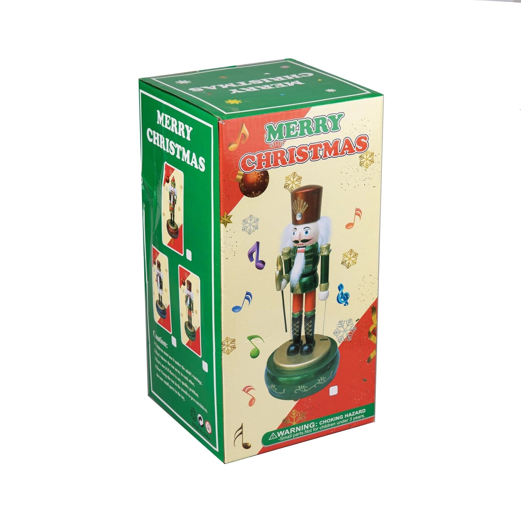 1 Wooden Nutcracker Music Box 30cm Clockwork Christmas Figurines Xmas Home Decor