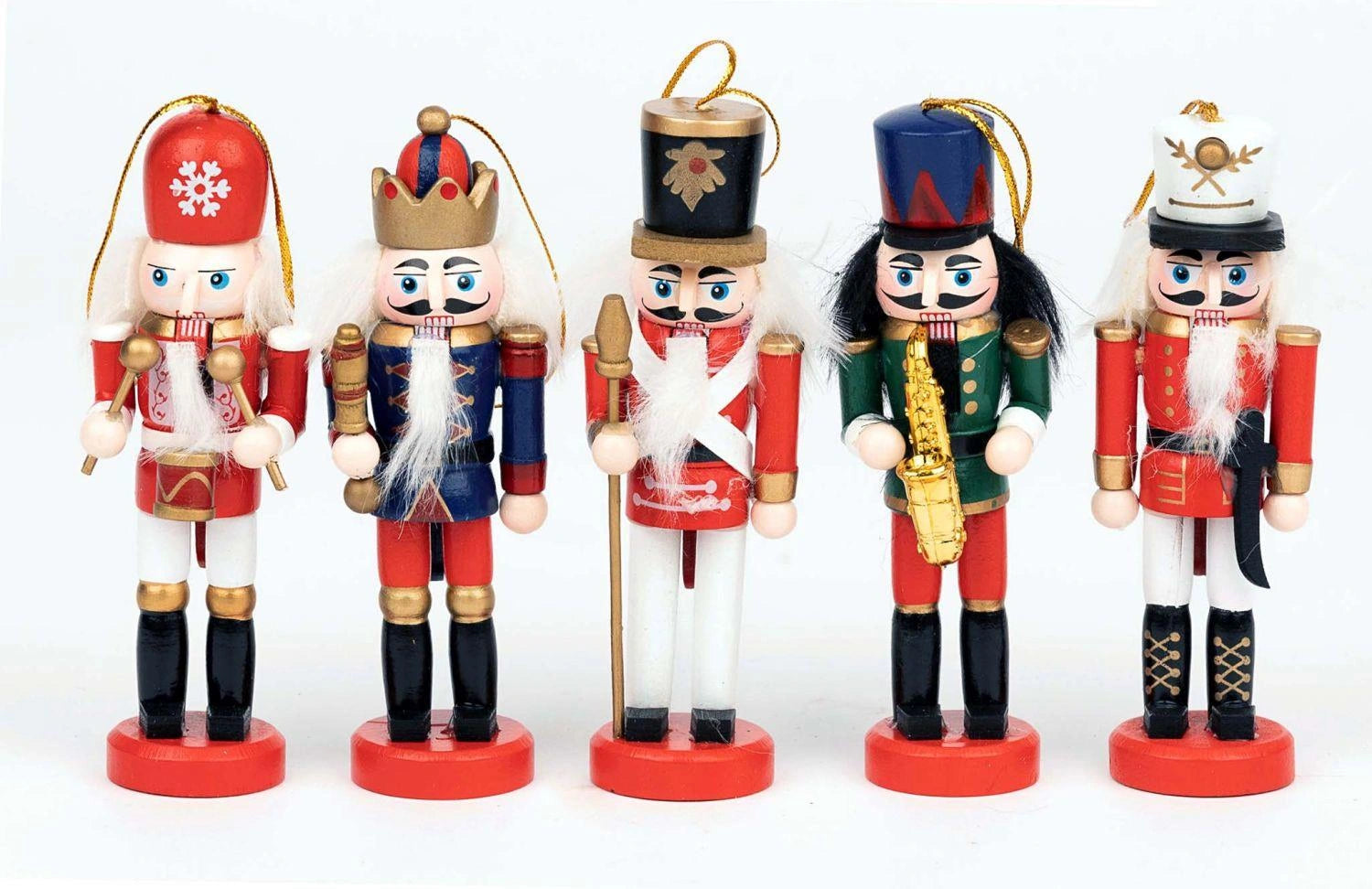 Christmas Nutcrackers Figures Wooden Xmas Decoration Ornament 13cm 5Pcs Set