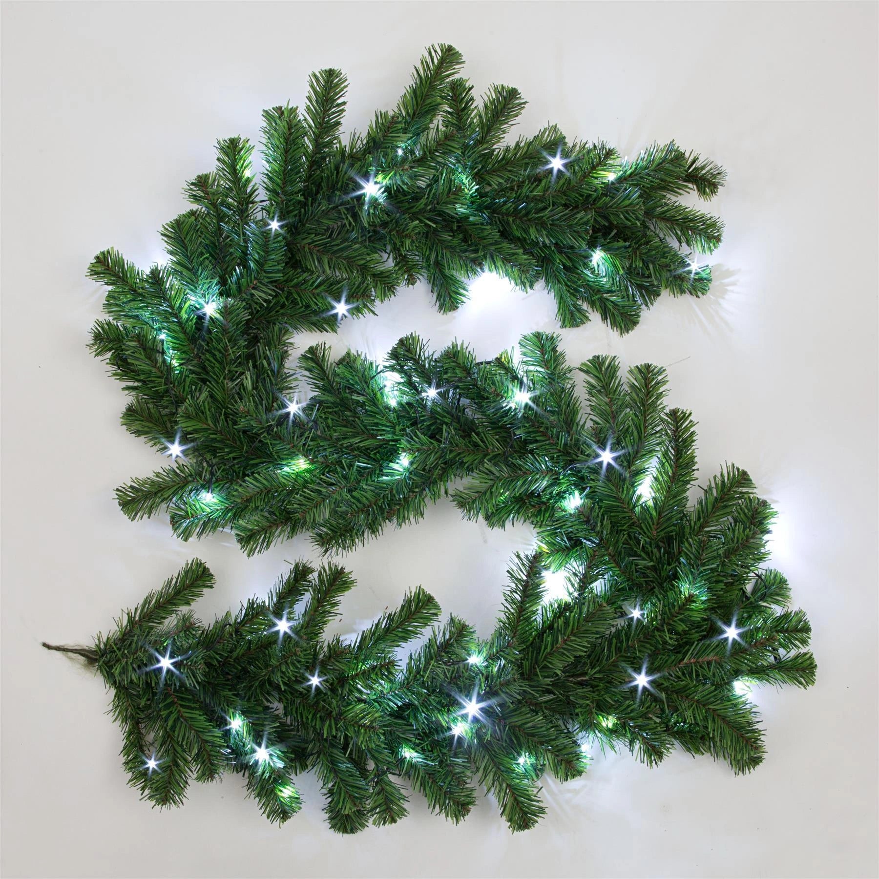 Green Christmas Garland Pre Lit Artificial Bushy Wall Door XMAS Home Decor 2M UK