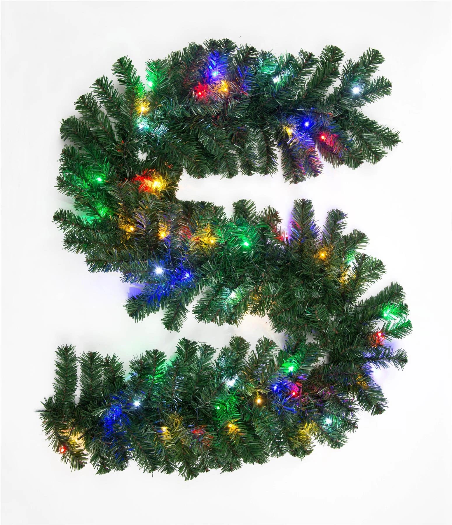 Green Christmas Garland Pre Lit Artificial Bushy Pine Wall Door XMAS Home Decor