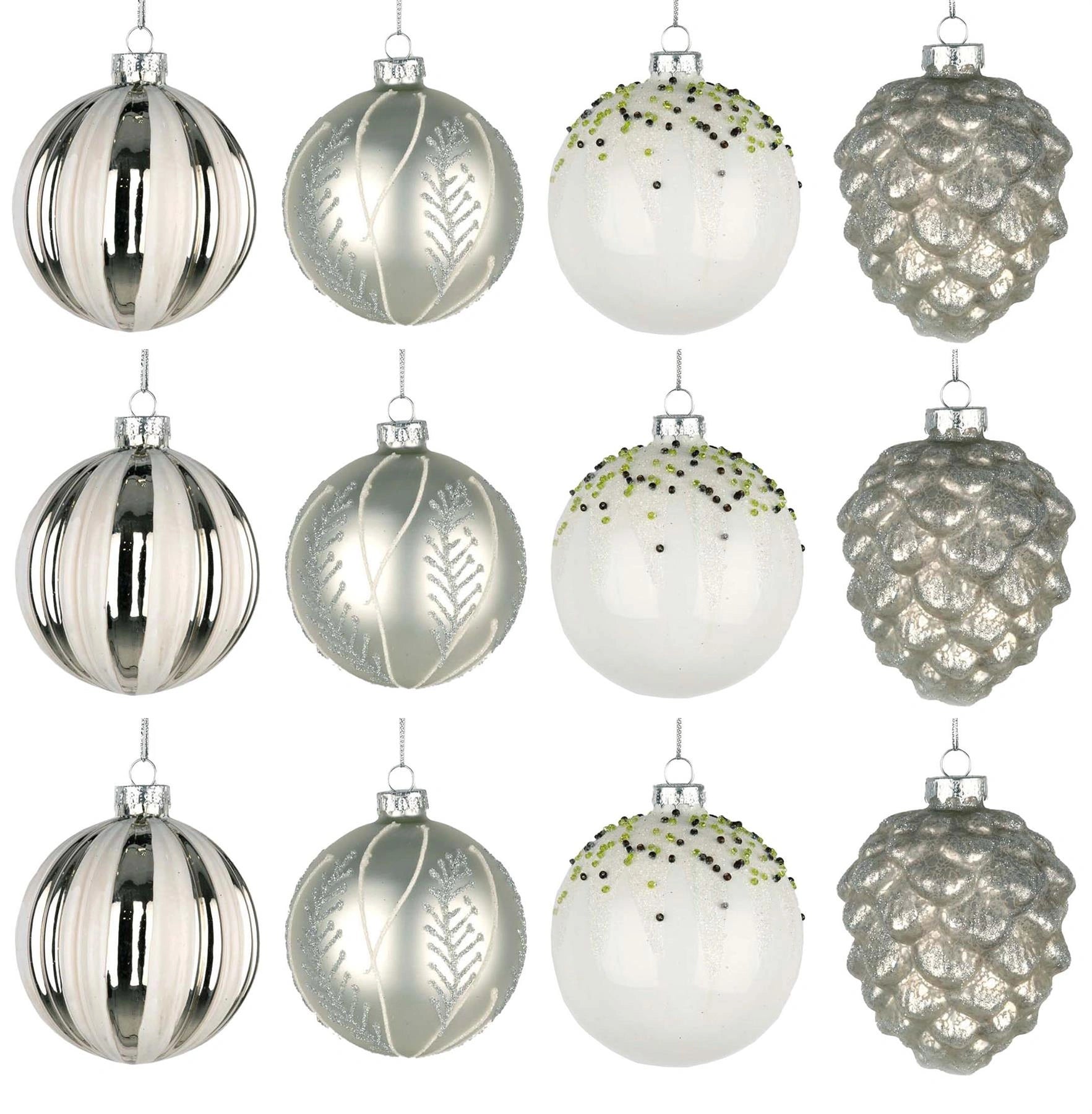 8cm Christmas Baubles Glass Balls Tree Ornament Festive Xmas Hanging Decor 12PCS
