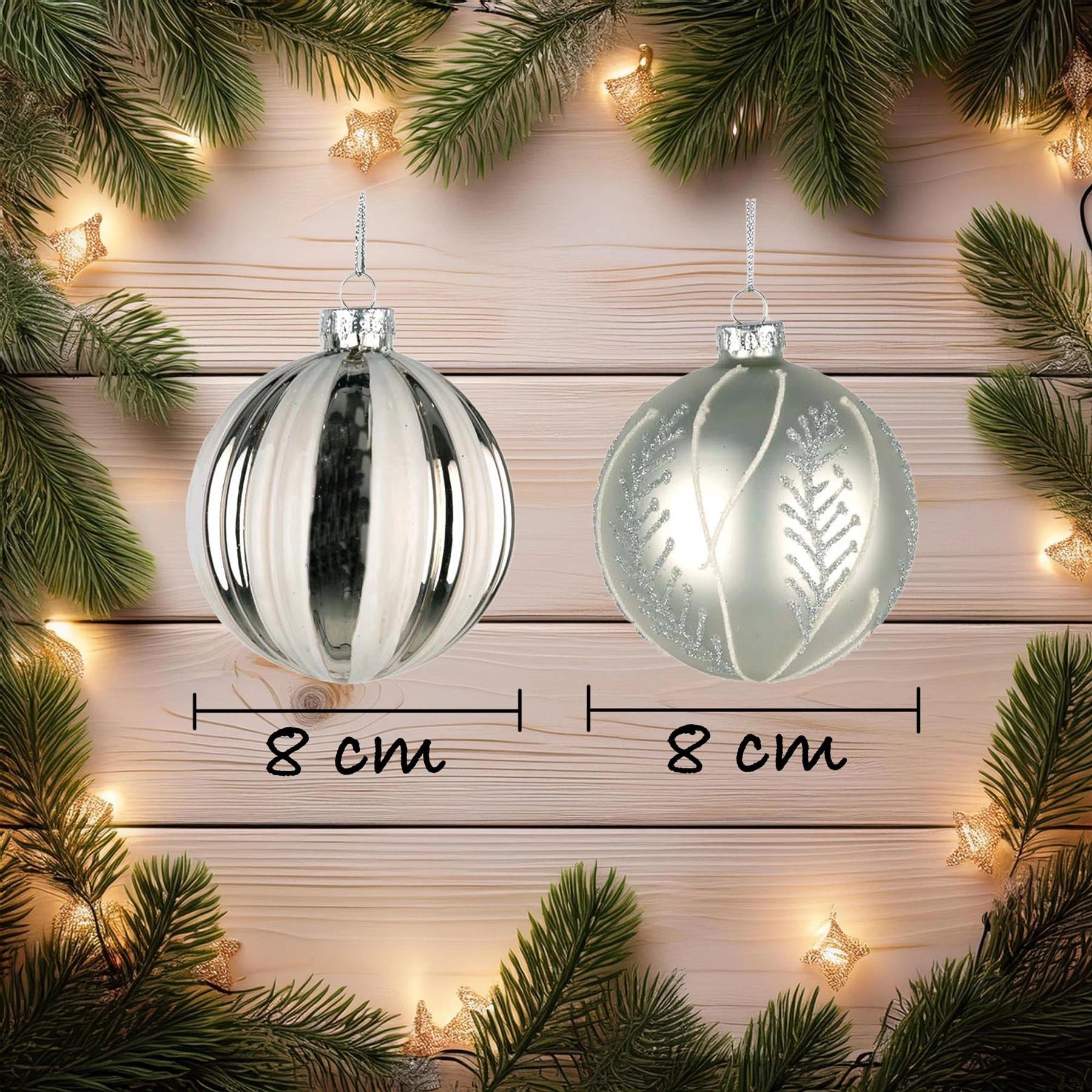 8cm Christmas Baubles Glass Balls Tree Ornament Festive Xmas Hanging Decor 12PCS