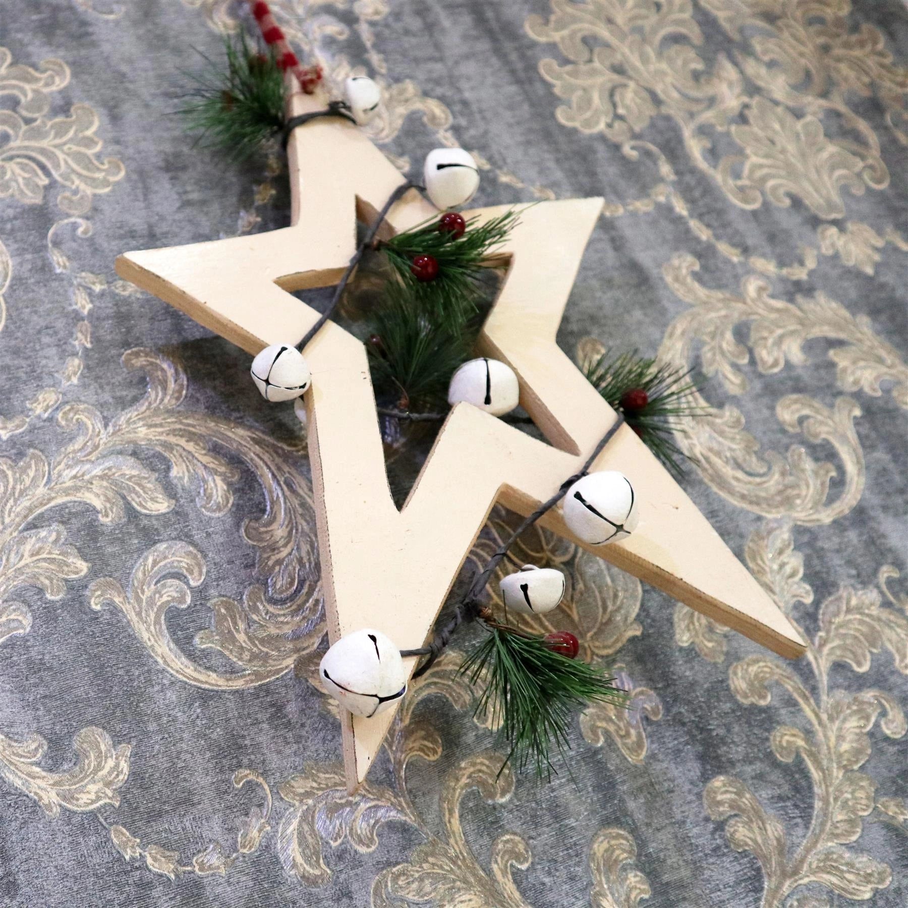 Hanging Decoration Christmas Showpiece Home Wall Cream Star Xmas Party UK