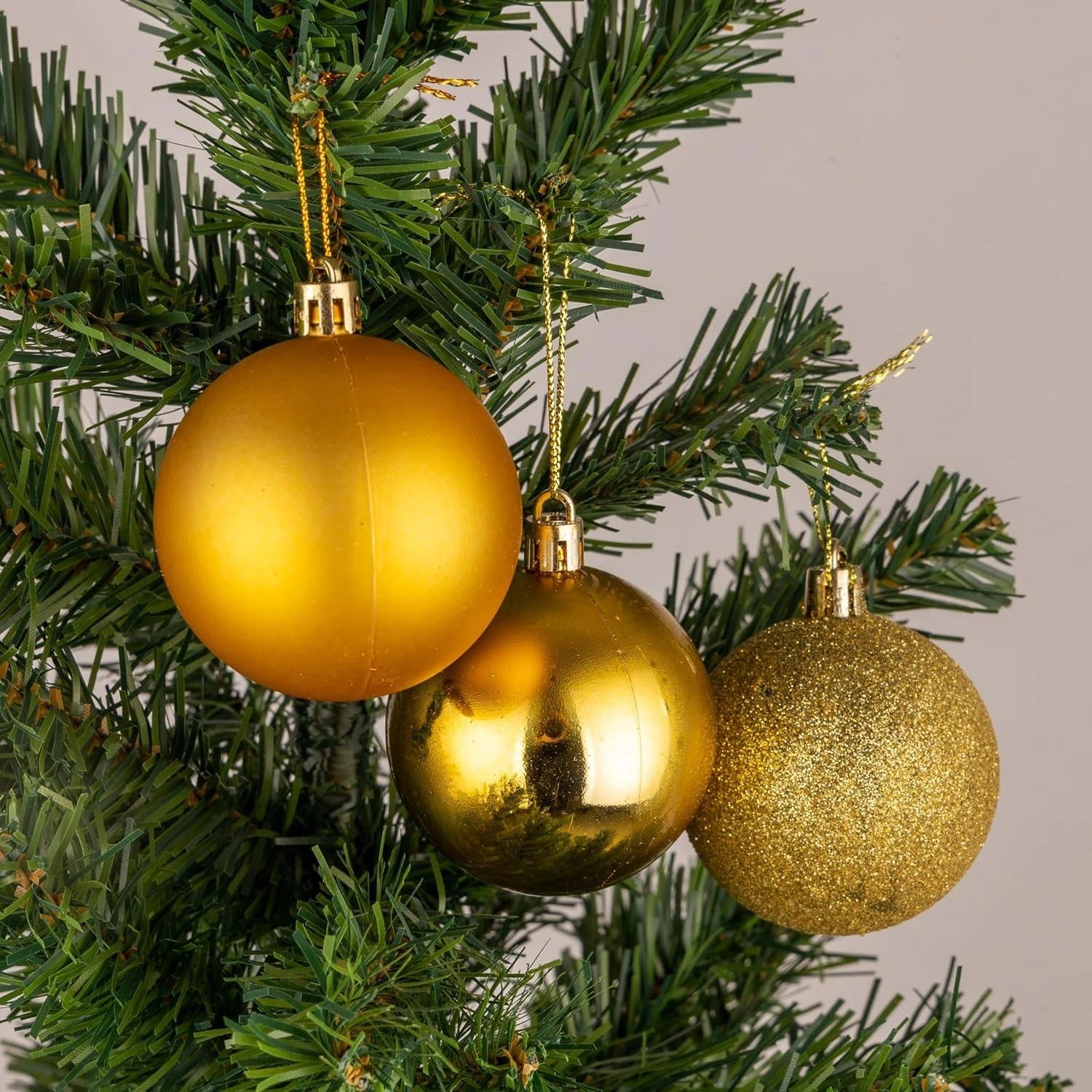 3X Christmas Baubles Tree Ornaments Deep Gold Balls Xmas Hanging Decoration 10cm
