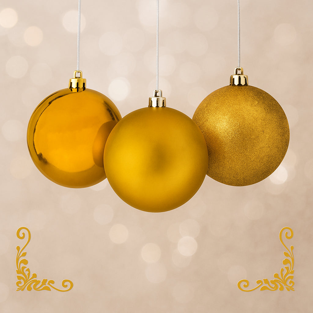 3X Christmas Baubles Tree Ornaments Deep Gold Balls Xmas Hanging Decoration 10cm
