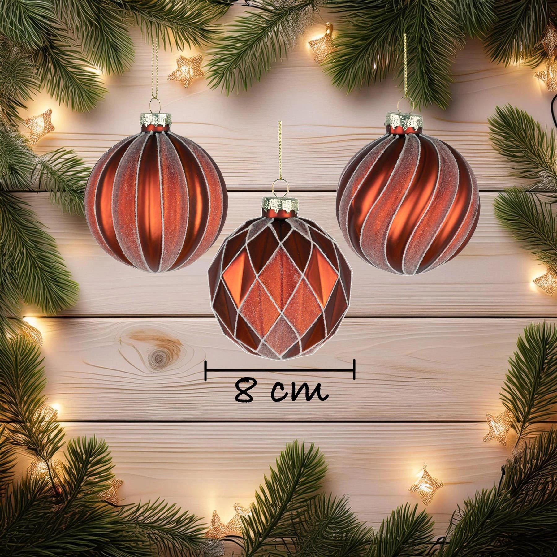 8cm Glass Baubles Christmas Tree Ornament Balls Xmas Hanging Festive Decor 12PCS