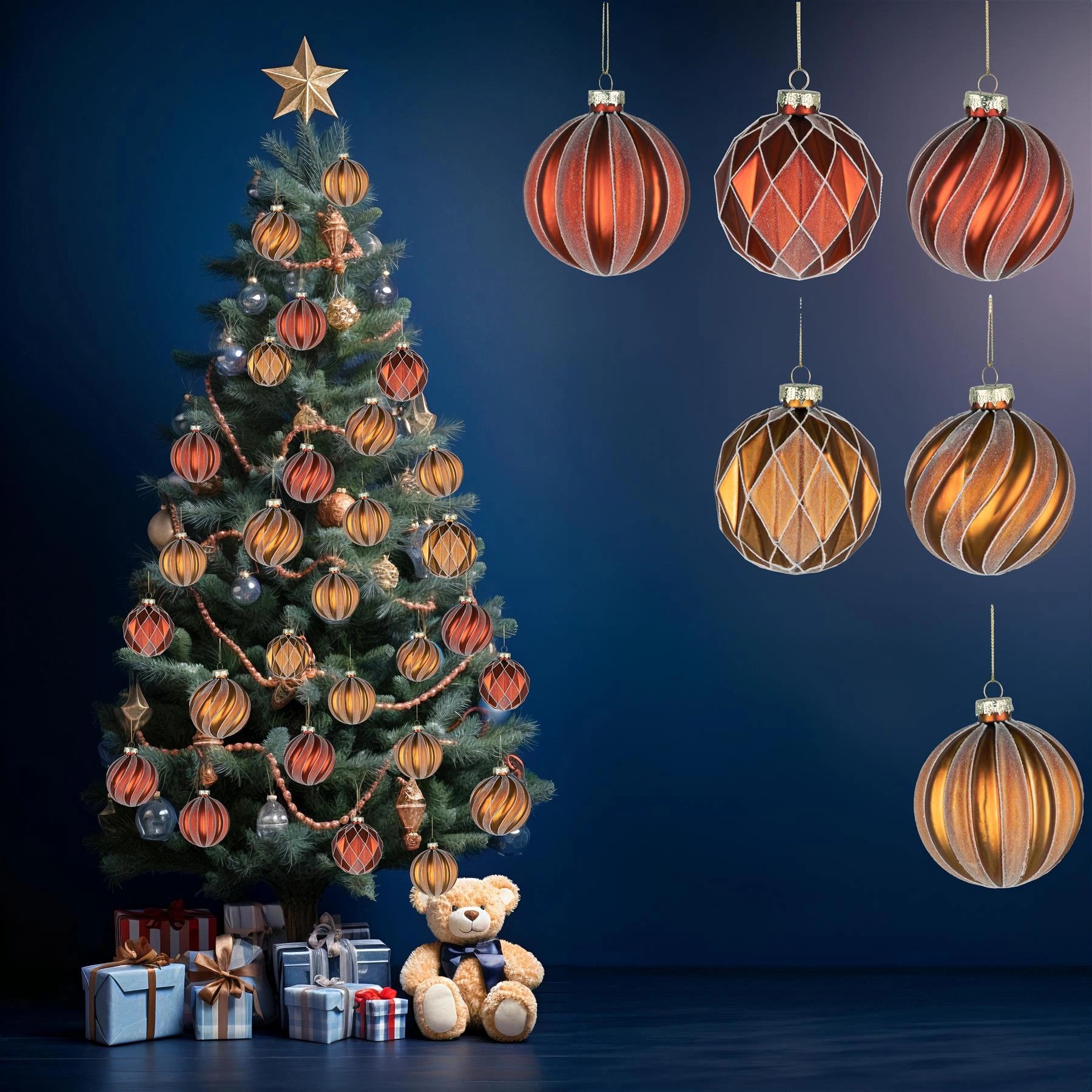 8cm Glass Baubles Christmas Tree Ornament Balls Xmas Hanging Festive Decor 12PCS