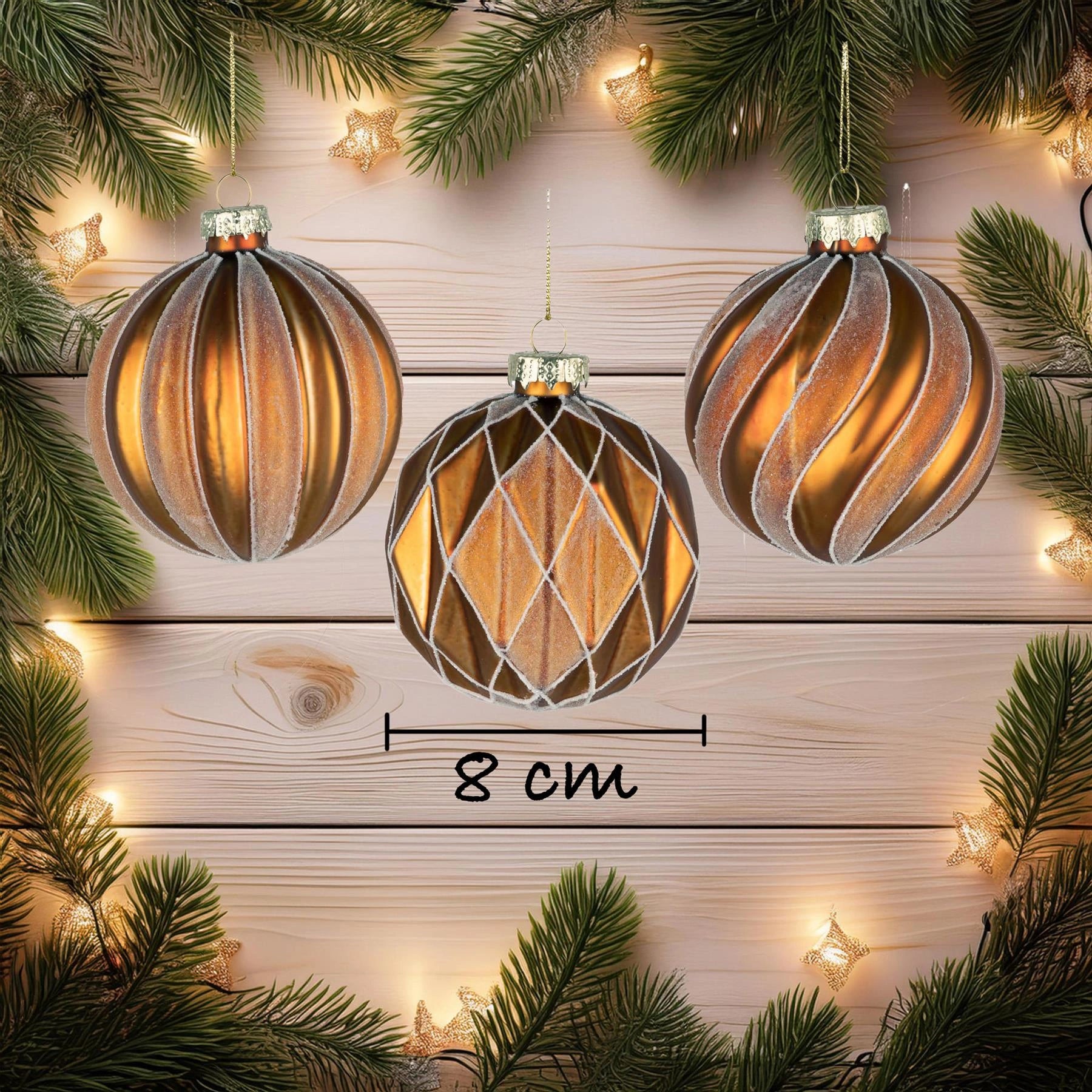 8cm Glass Baubles Christmas Tree Ornament Balls Xmas Hanging Festive Decor 12PCS