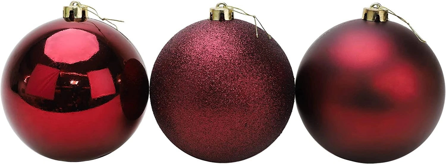 Baubles Burgundy 10Cm 3Pcs Set Pvc