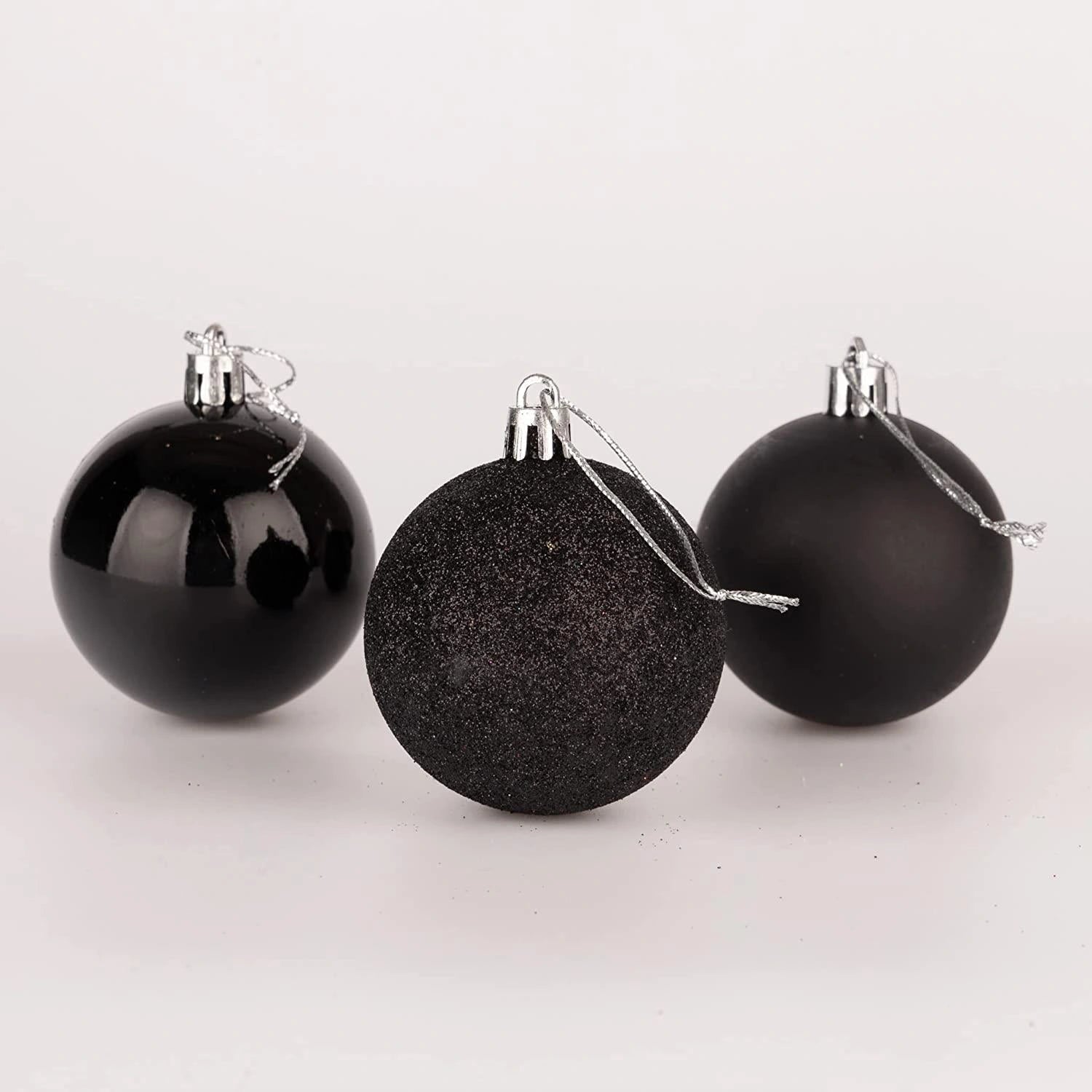 Baubles Black 6Cm-6Pcs Set -Pvc