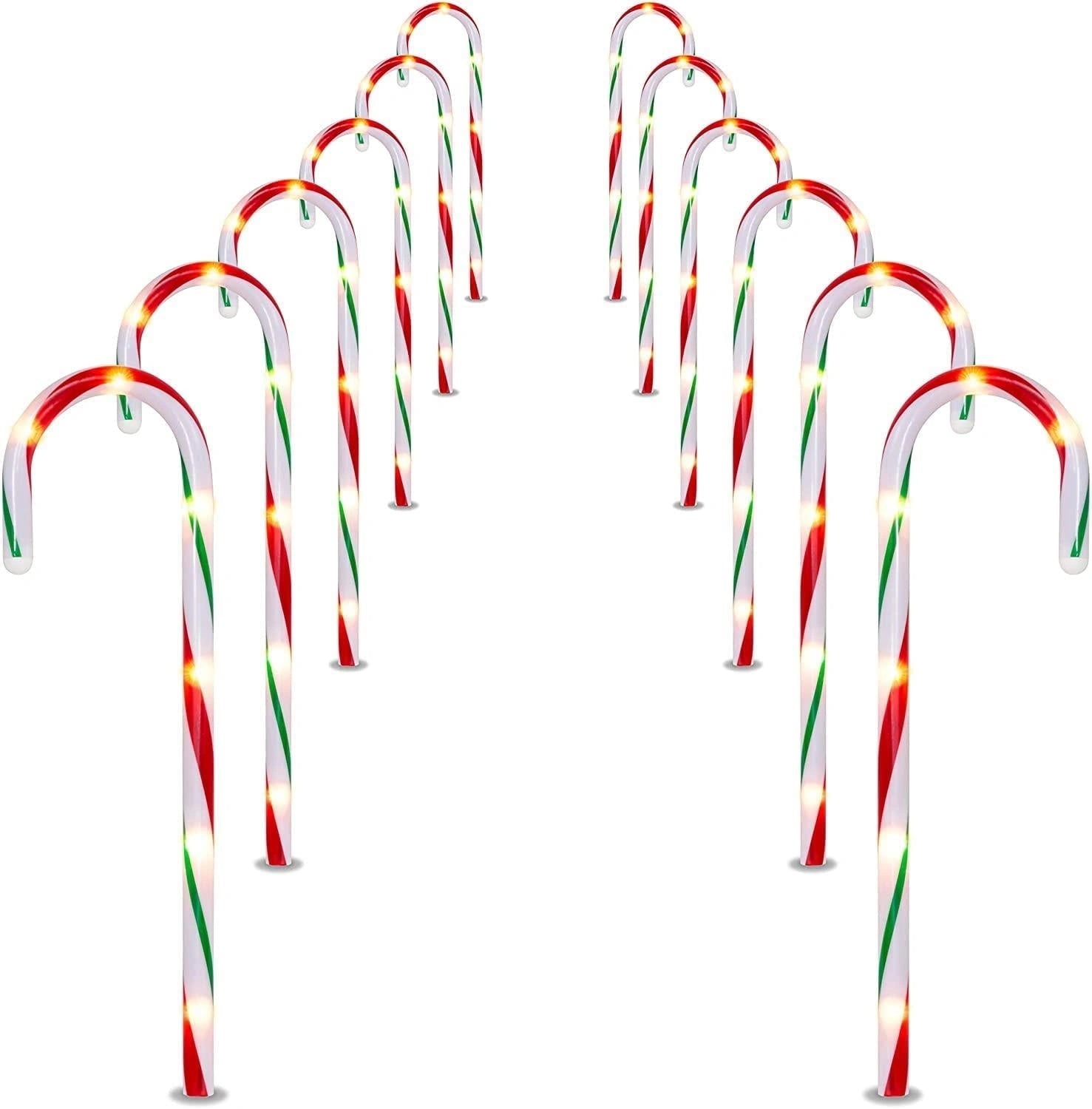 Candy Cane Lights Christmas LED Garden Stake Street Pathway Outdoor Decor 72cmx4