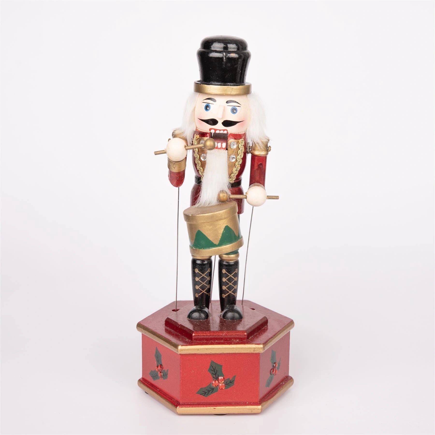 1 Wooden Nutcracker Music Box 30cm Clockwork Christmas Figurines Xmas Home Decor