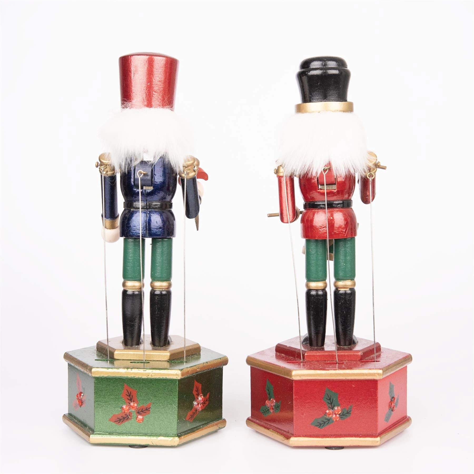 1 Wooden Nutcracker Music Box 30cm Clockwork Christmas Figurines Xmas Home Decor