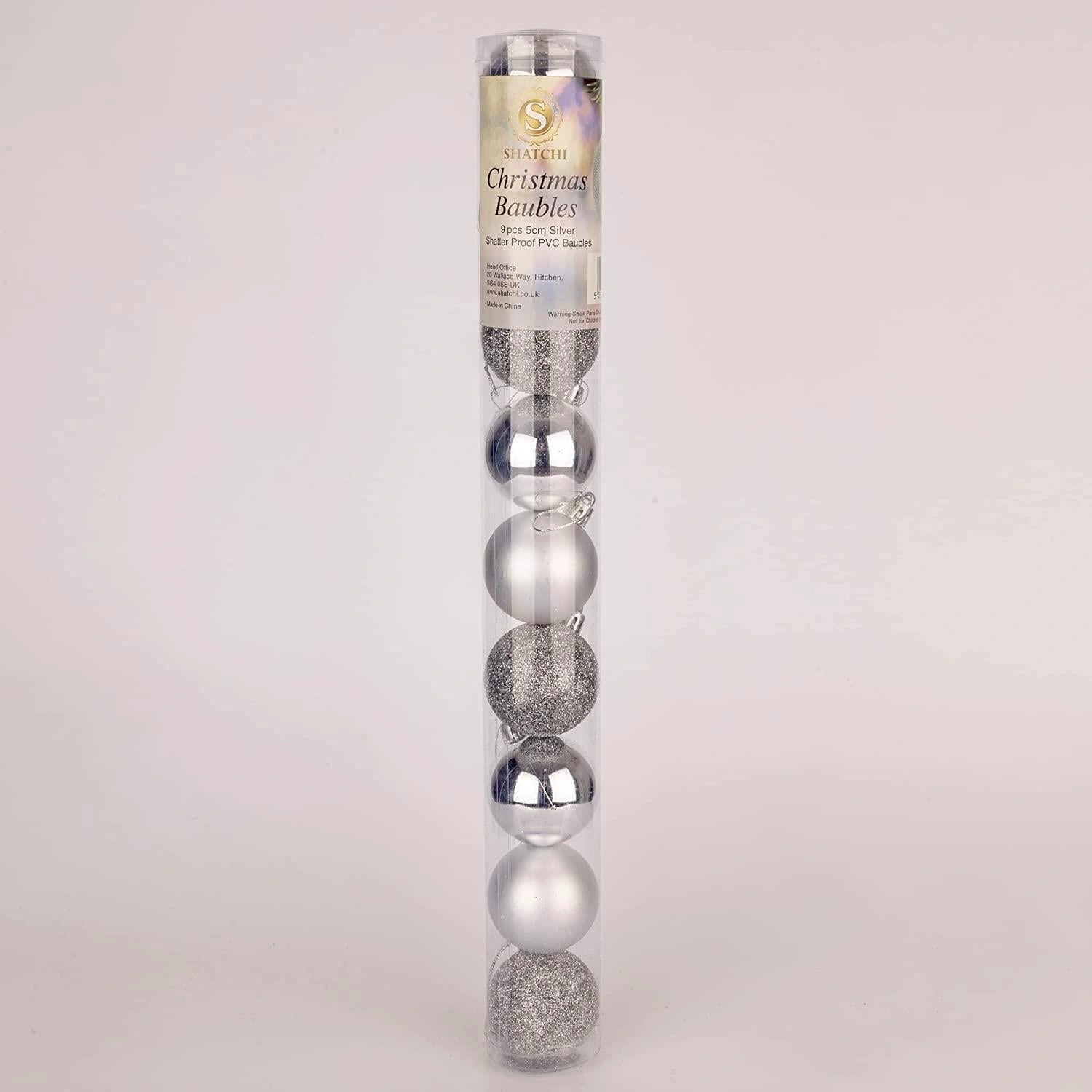 9PCS Christmas Baubles Tree Ornaments Silver Balls Xmas Hanging Decoration 50mm