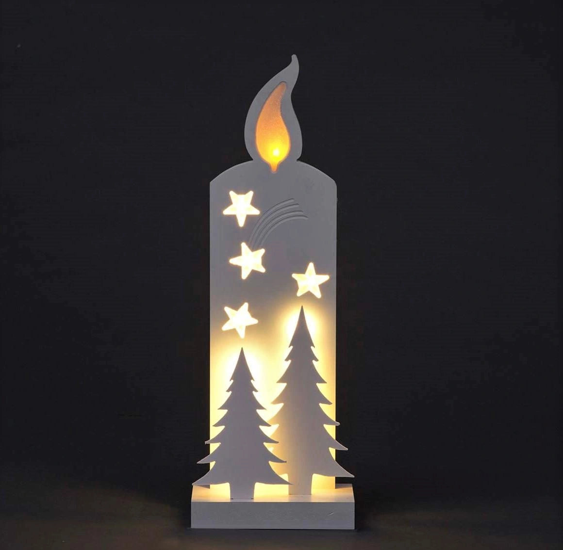 Christmas Candle Silhouette Battery Operated Decorations Xmas Party Wedding 16cm