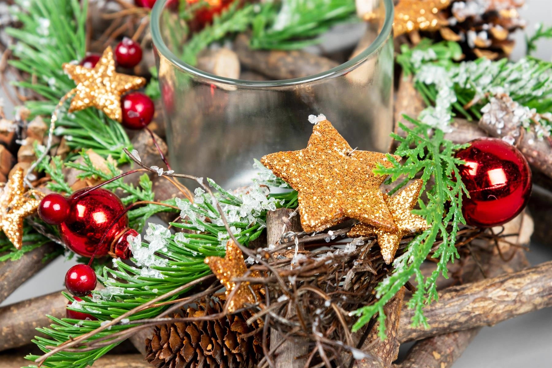 22cm Candle Holder Wooden Twig Star Christmas Tabletop Tealight Xmas Home Decor