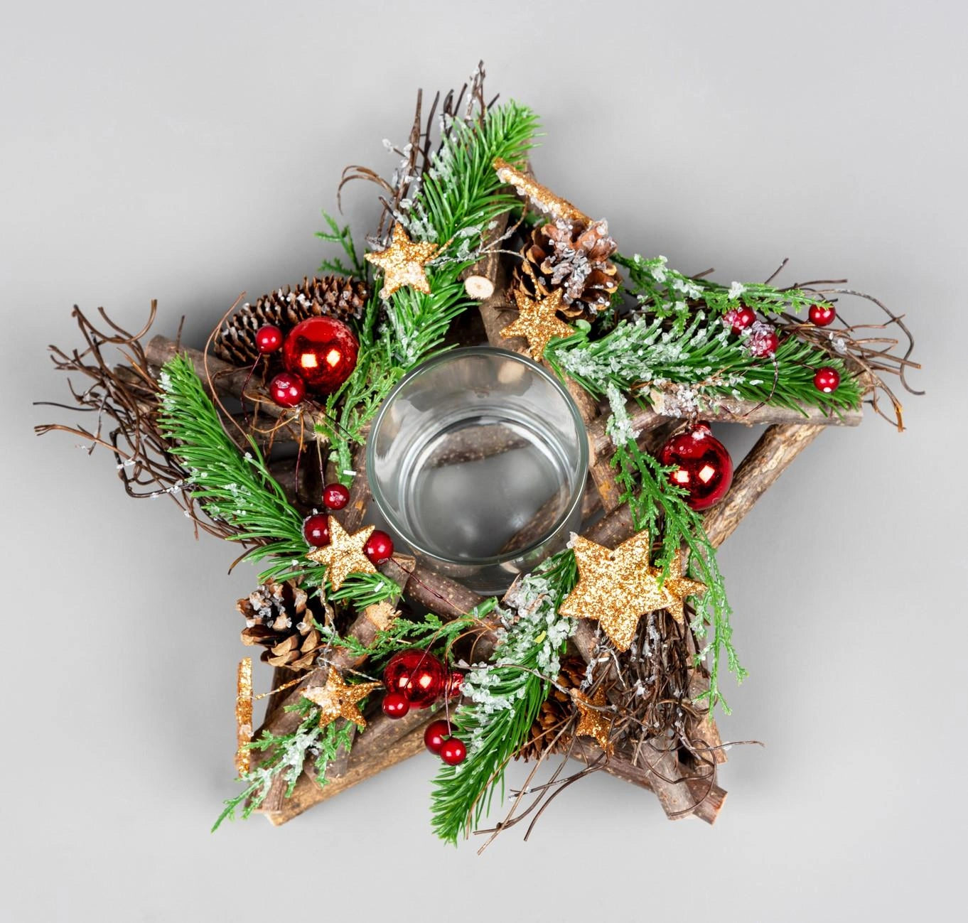 Twig Star Candle Holder Red/Brown 22Cm