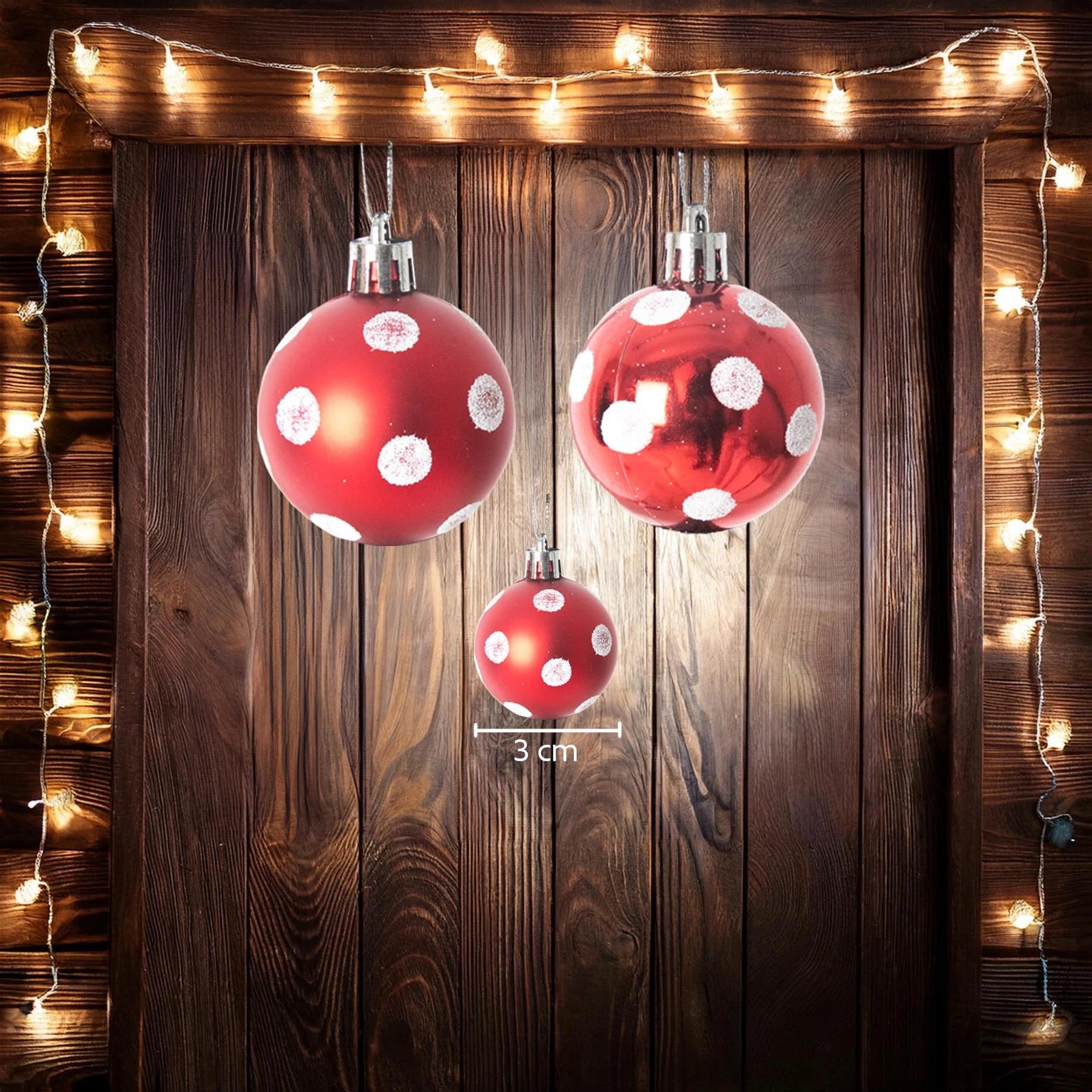 12 Christmas Baubles Tree Ornament Polka Dot Ball Xmas Festive Hanging Decor 3cm
