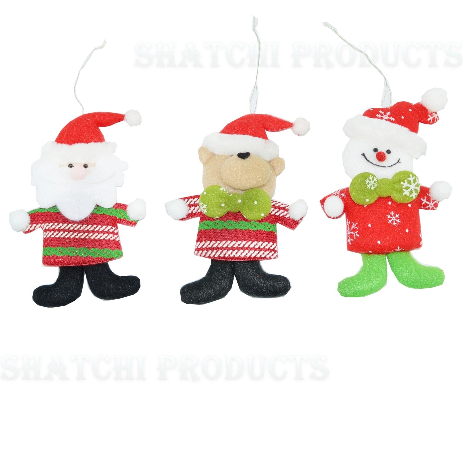 Christmas Tree Hanging Decorations Ornament Stocking Filler Teddy Xmas 3Pcs