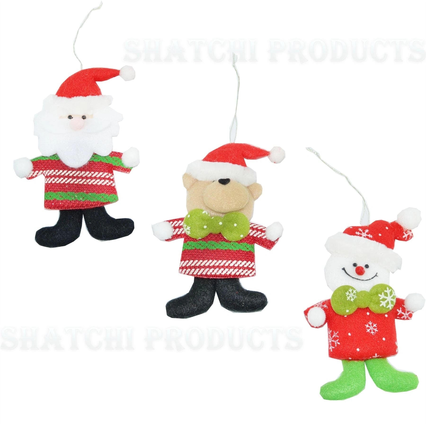 Christmas Tree Hanging Decorations Ornament Stocking Filler Teddy Xmas 3Pcs