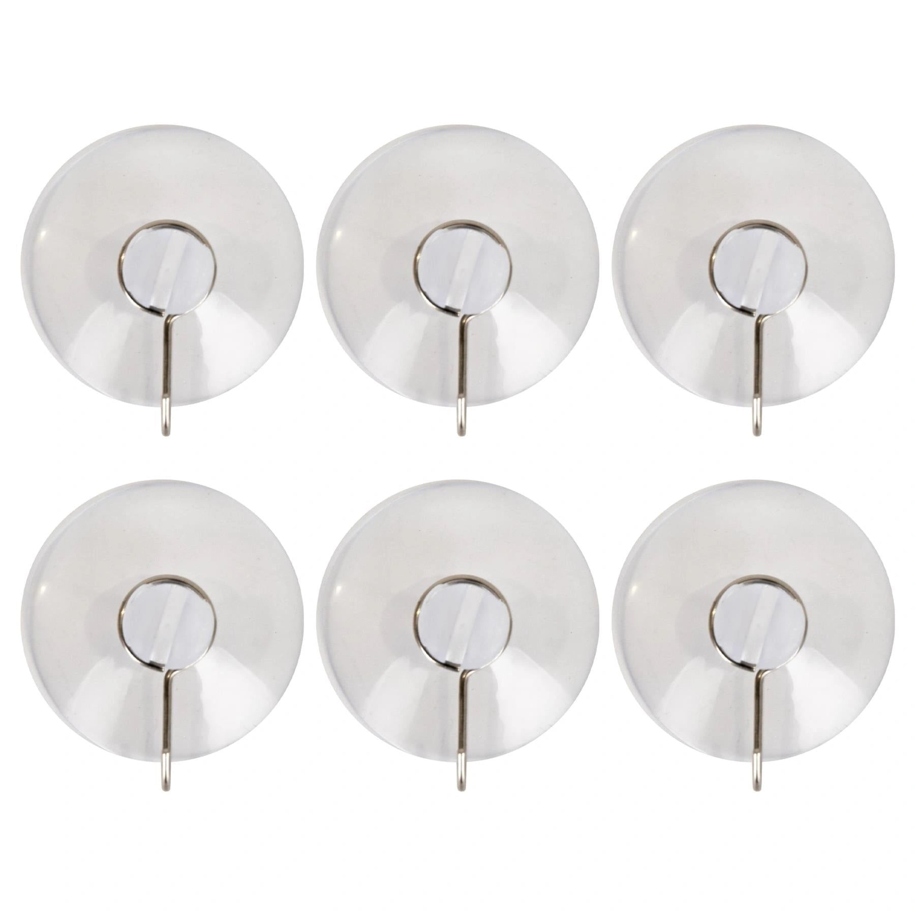 6Pcs Suction Cups Metal Hooks 4.3Cm