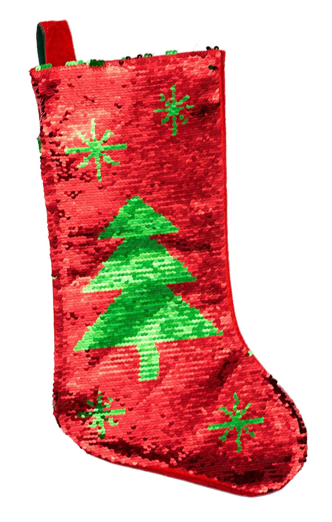 45cm Sequin Father Christmas Santa Sack Xmas Stocking Bags Gifts Present 2 In 1