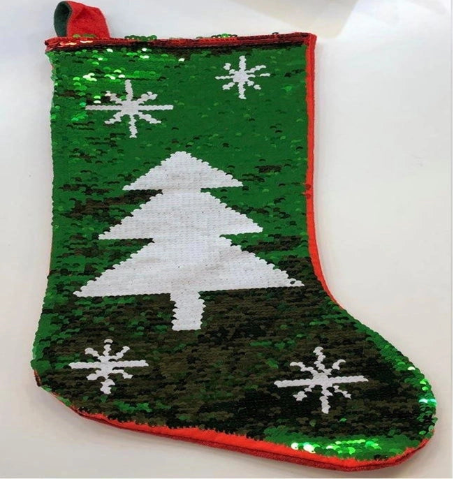 2 In 1 Sequin Christmas Santa Sack Stocking Bags Gifts Present Xmas Toy 45Cm