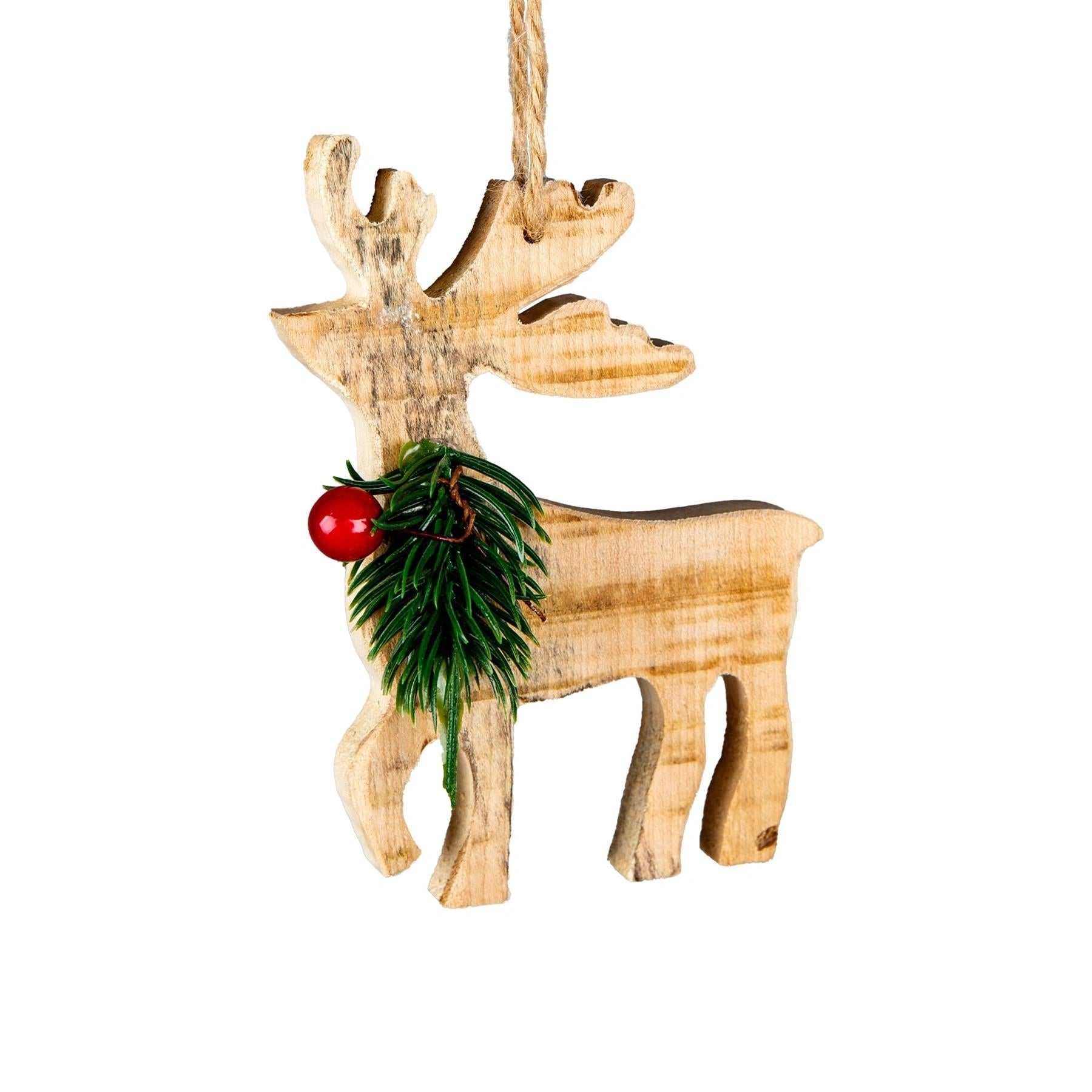 12cm Wooden Reindeer Pendant Christmas Tree Ornament WallDoor Xmas Hanging Decor