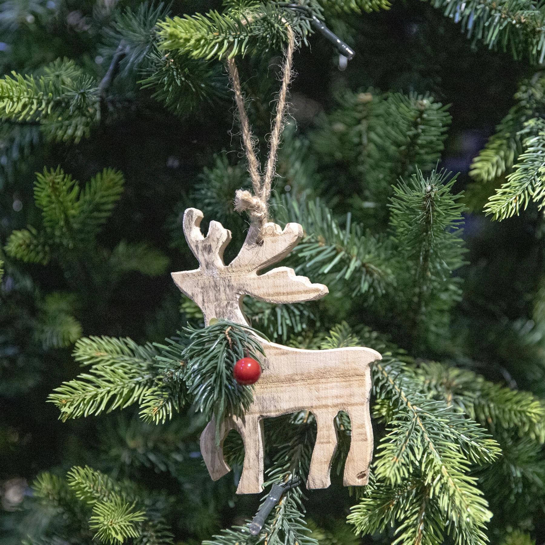 12cm Wooden Reindeer Pendant Christmas Tree Ornament WallDoor Xmas Hanging Decor