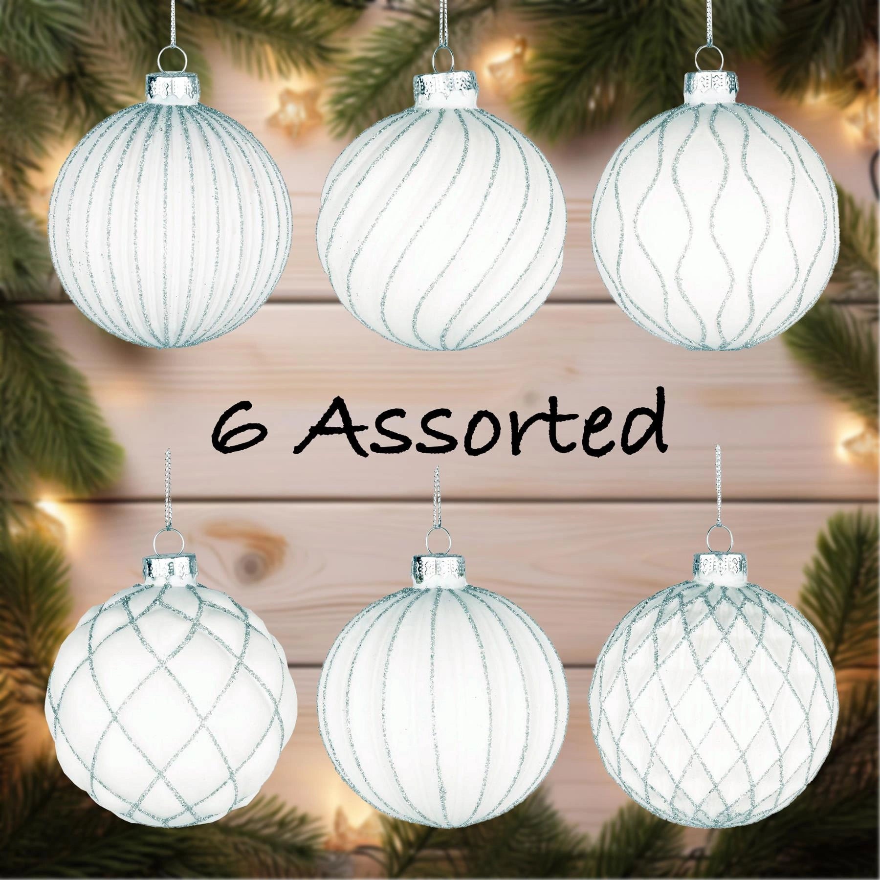 8cm Glass Baubles Christmas Tree Ornament Balls Xmas Hanging Festive Decor 12PCS