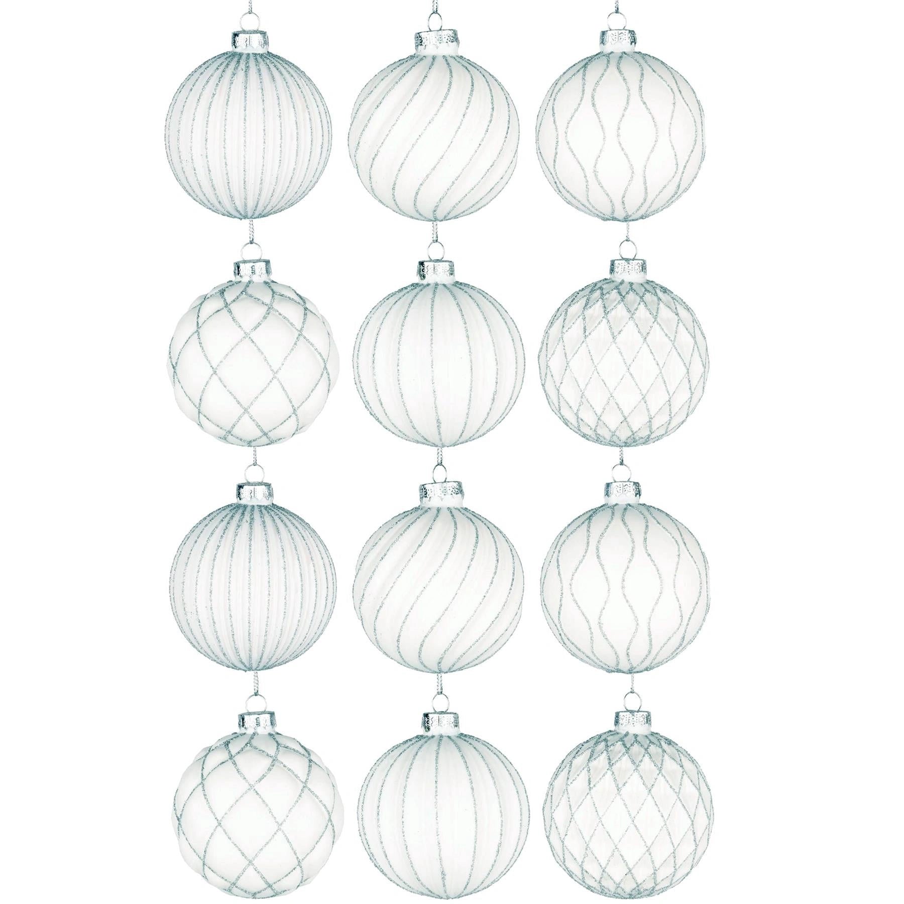 8cm Glass Baubles Christmas Tree Ornament Balls Xmas Hanging Festive Decor 12PCS