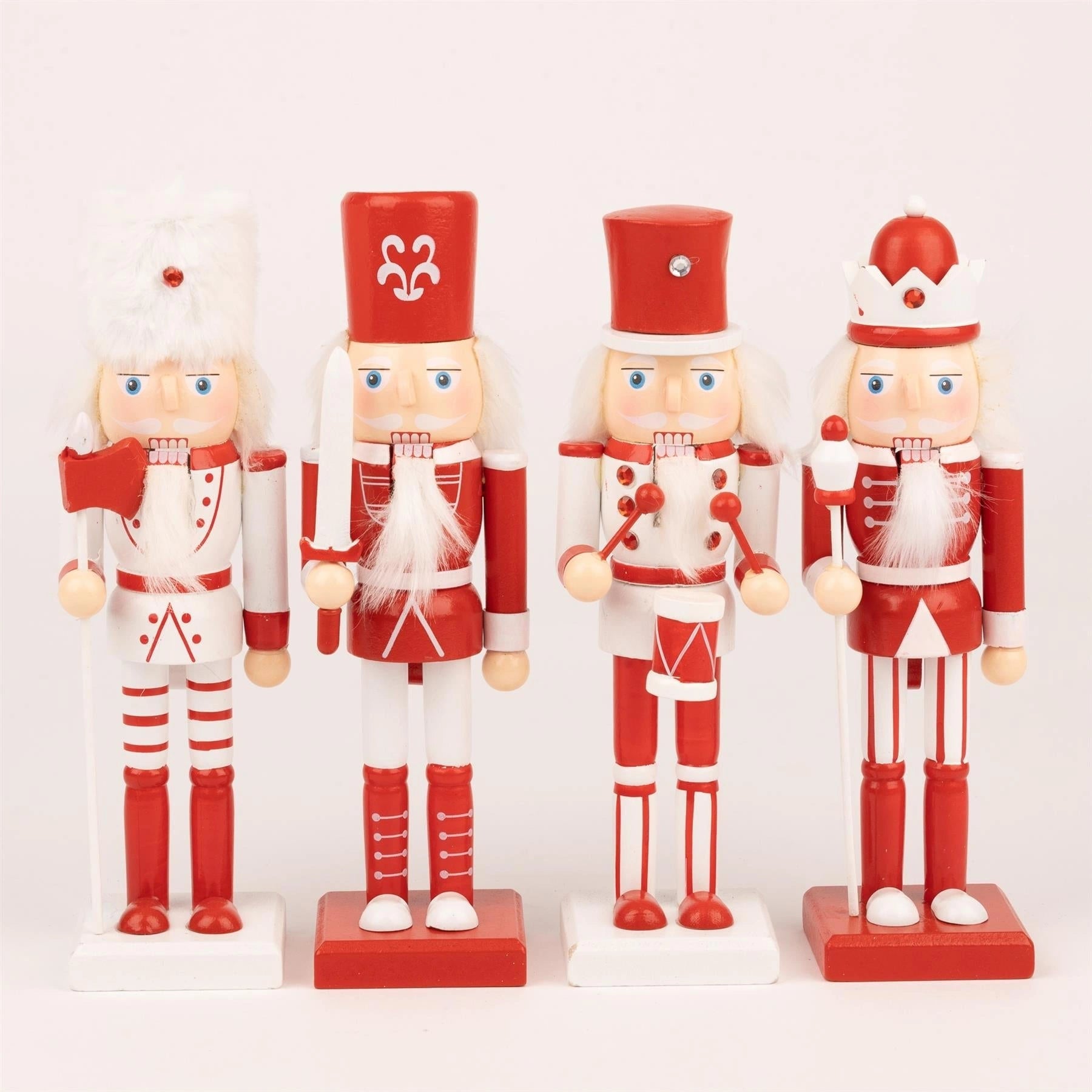 4pcs Nutcrackers Christmas Wooden Ornaments Figurines 25cm Xmas Home Decoration