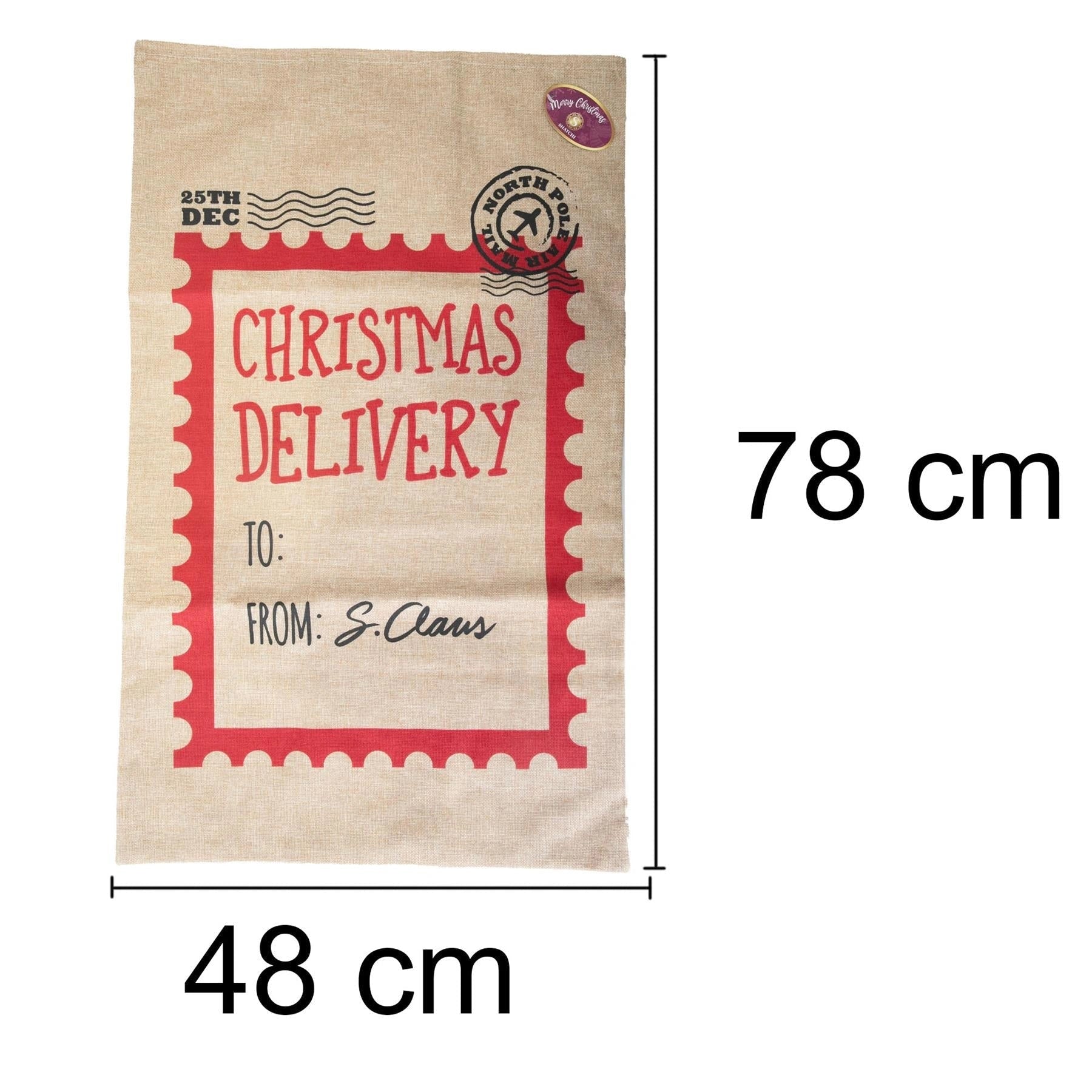 Christmas Santa Sack Large Hessian Stocking Traditional Xmas Gift Bags 48X78cm