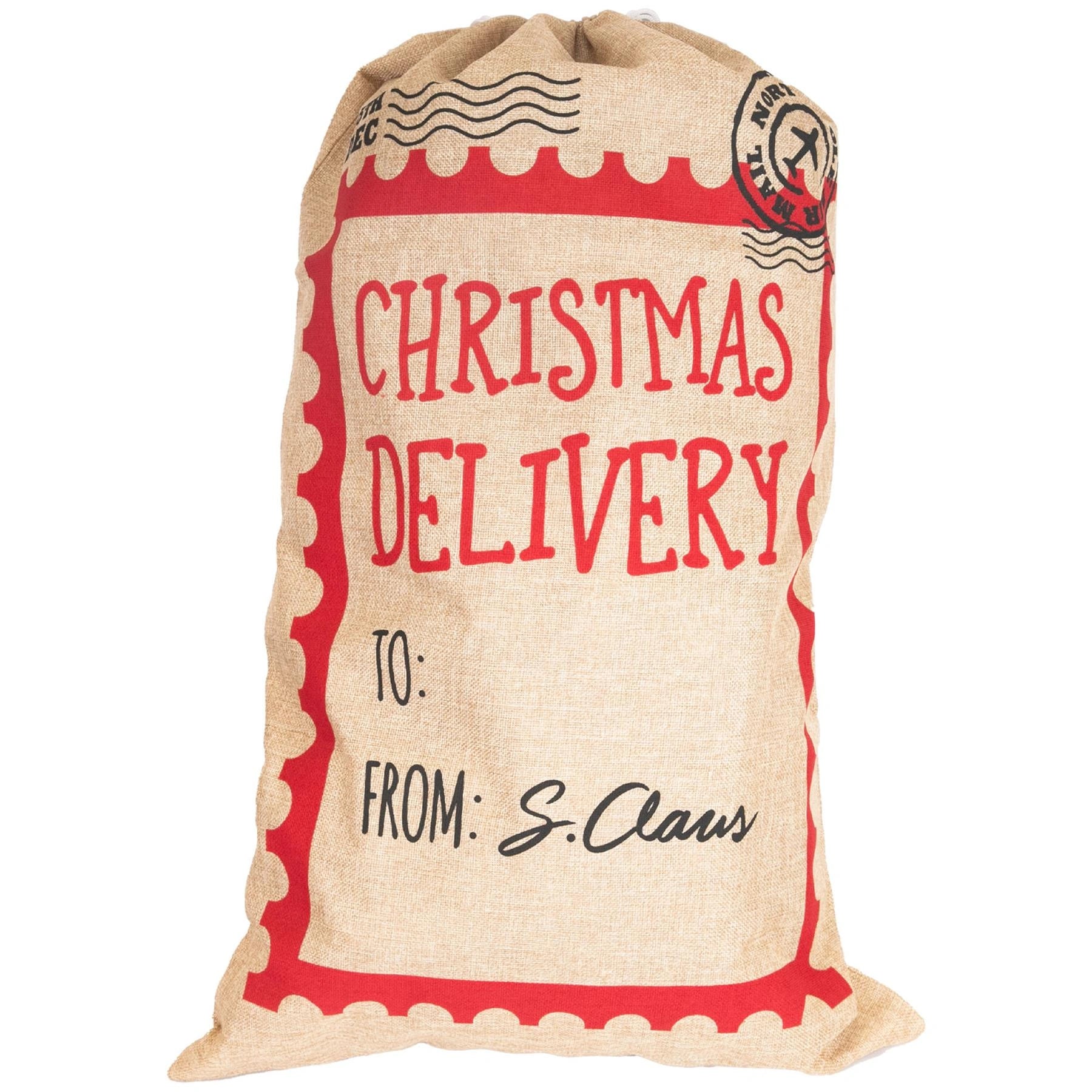 Christmas Delivery Sack Beige Hessian 48 X 78Cm