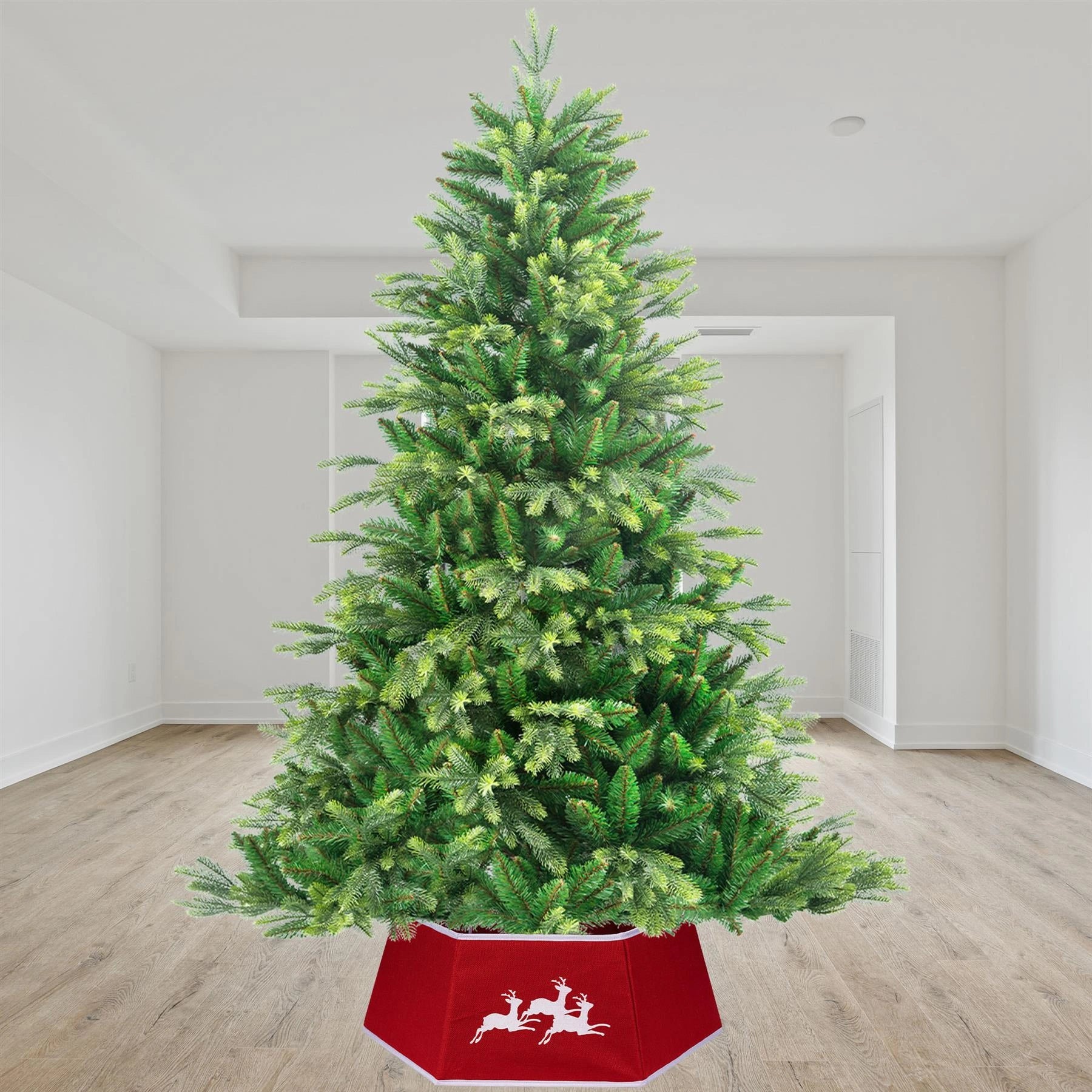 Red Hexagon Christmas Tree Collar Fabric - Size: Bottom Dia 26.8Inch, Top Dia 20.75Inch,Height 9.8 Inch