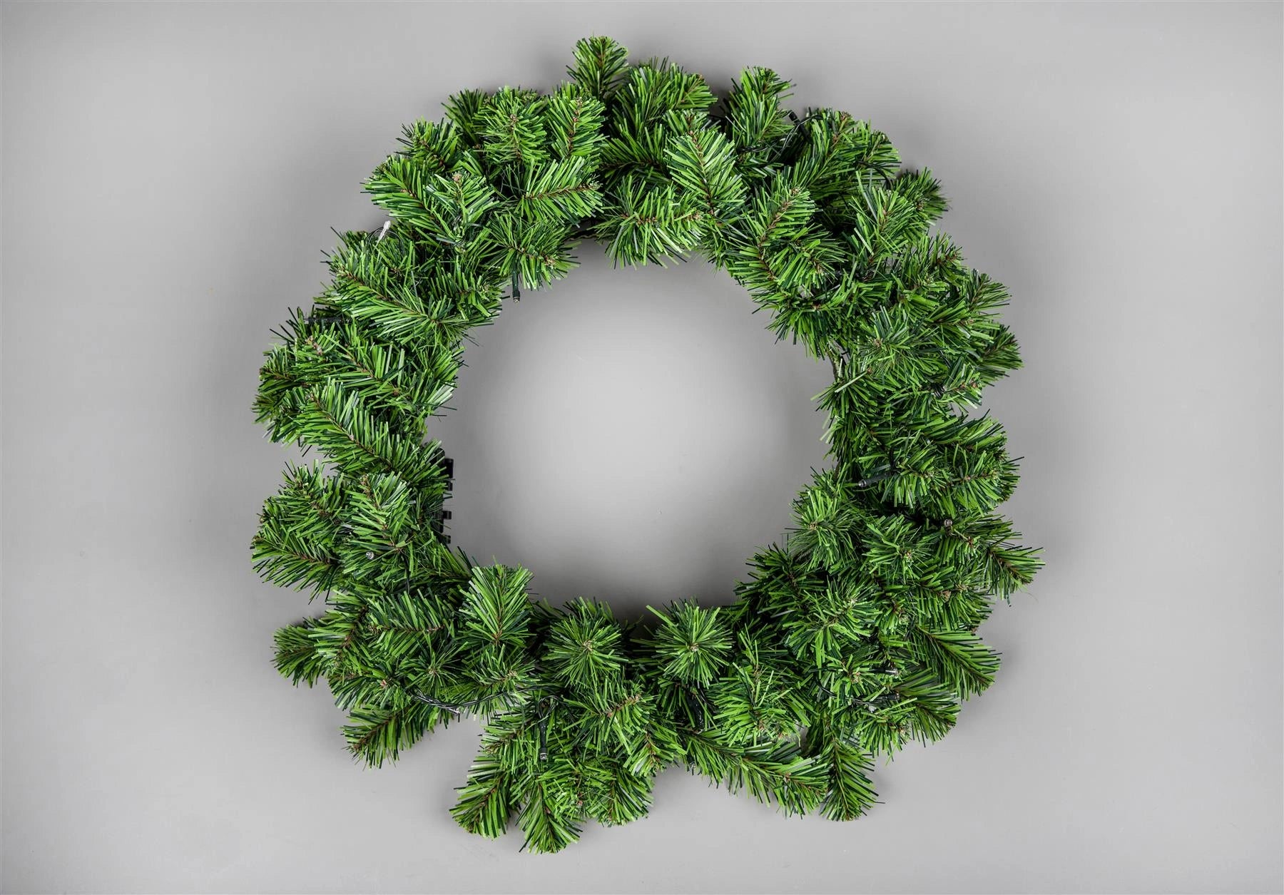 Green Christmas Wreath Pre Lit Artificial Bushy Wall Door XMAS Home Decor 55CM