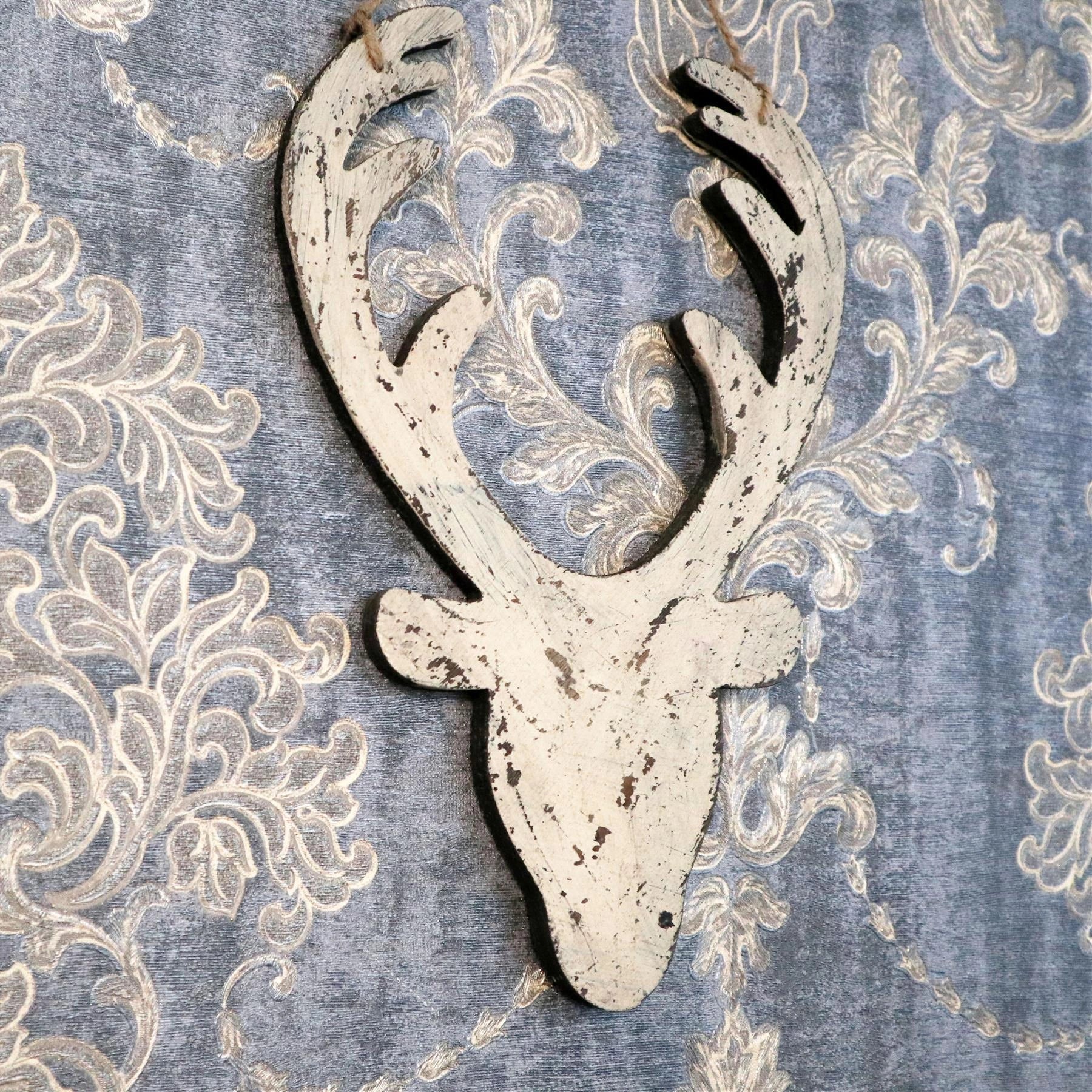 Wooden Cream Deer Face Christmas Wall Decorations Xmas Party Home Showpieces