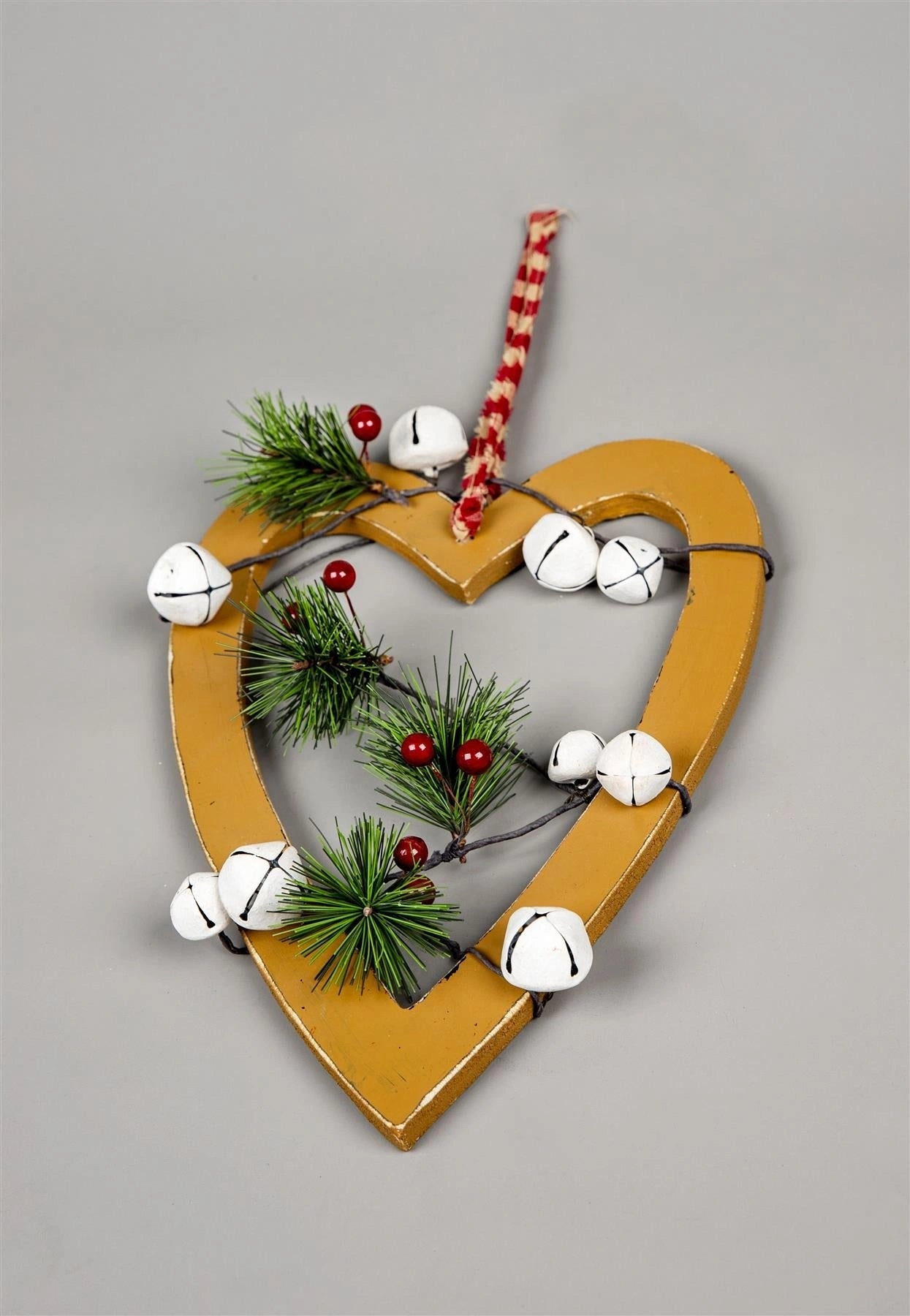 Wooden Light Brown Small Heart Christmas Wall Decorations Home Xmas Showpieces