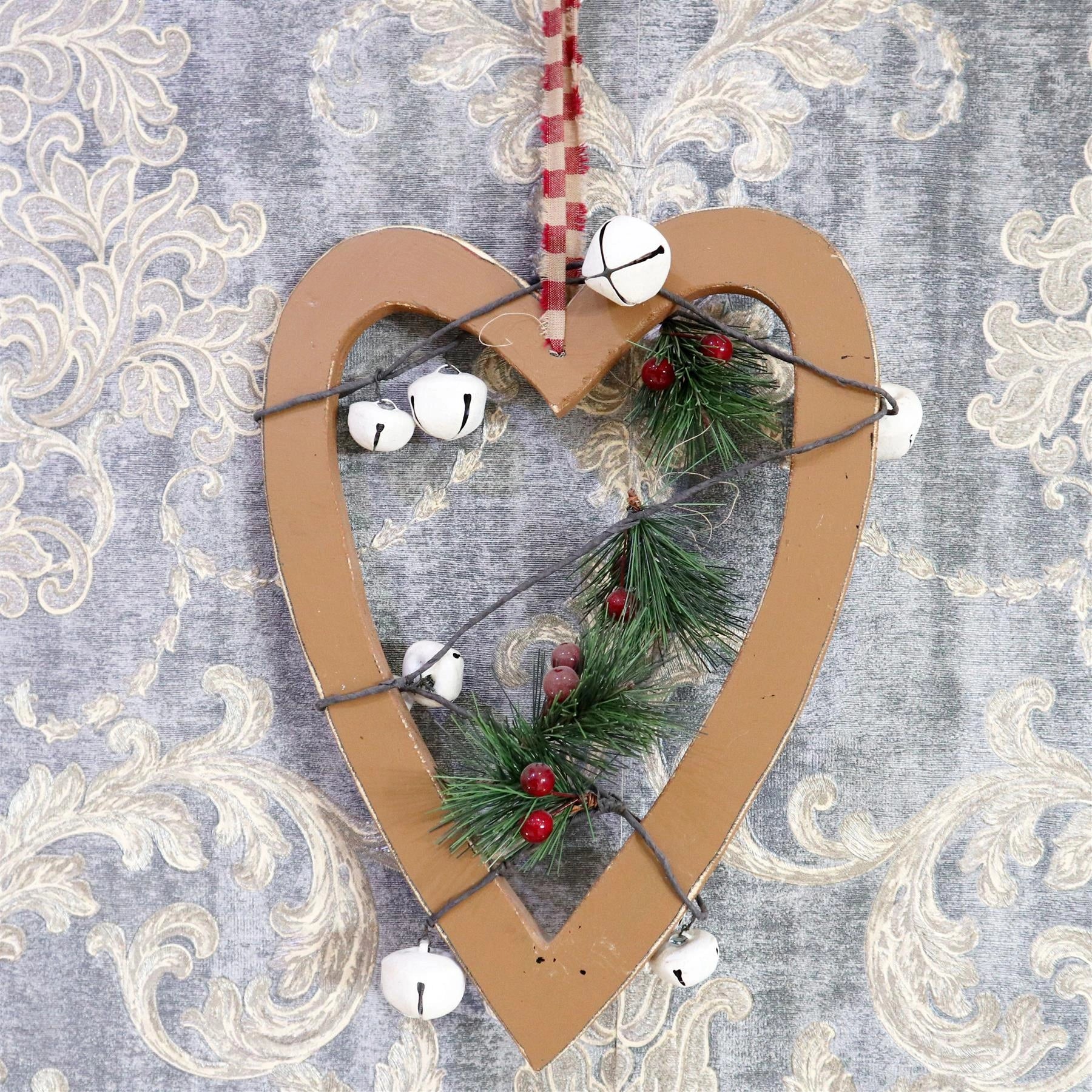 Hanging Decorations Light Brown Heart 23 Cm