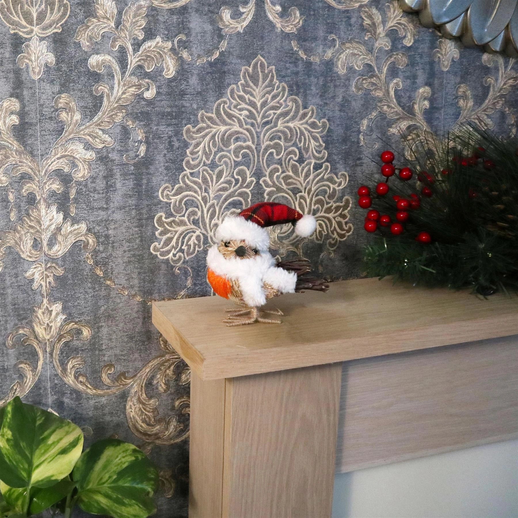 Christmas Small Bird Figurine Showpieces Xmas Home Office Art Table Decorations