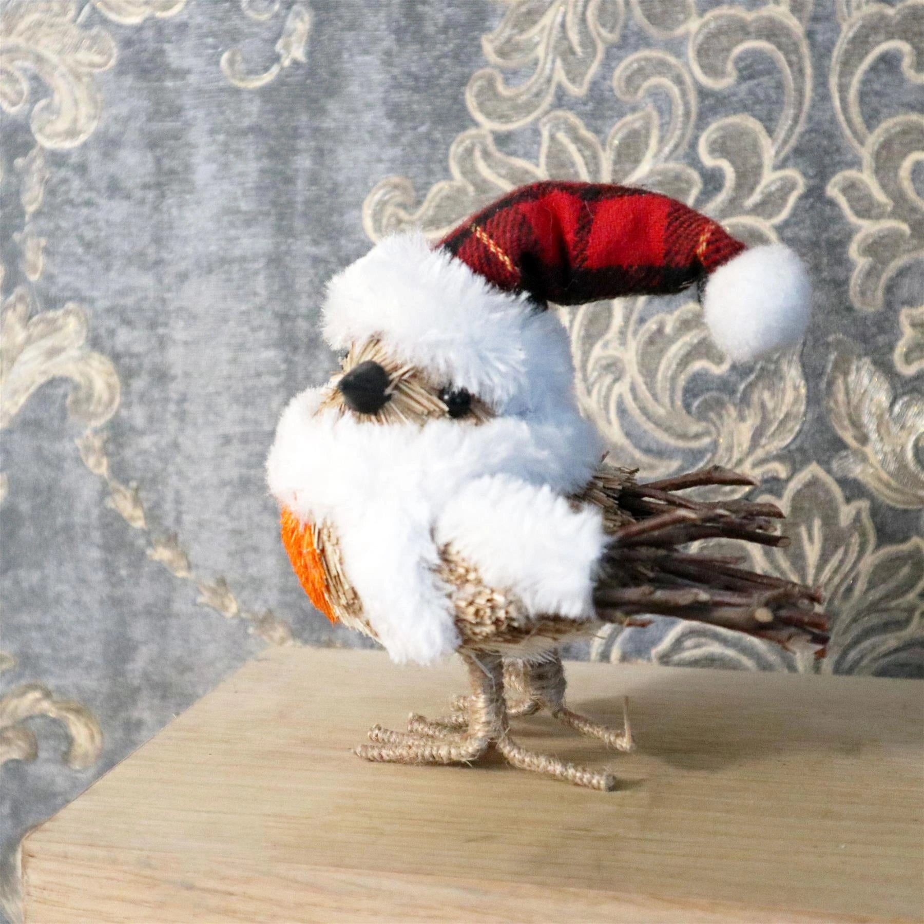 Christmas Small Bird Figurine Showpieces Xmas Home Office Art Table Decorations
